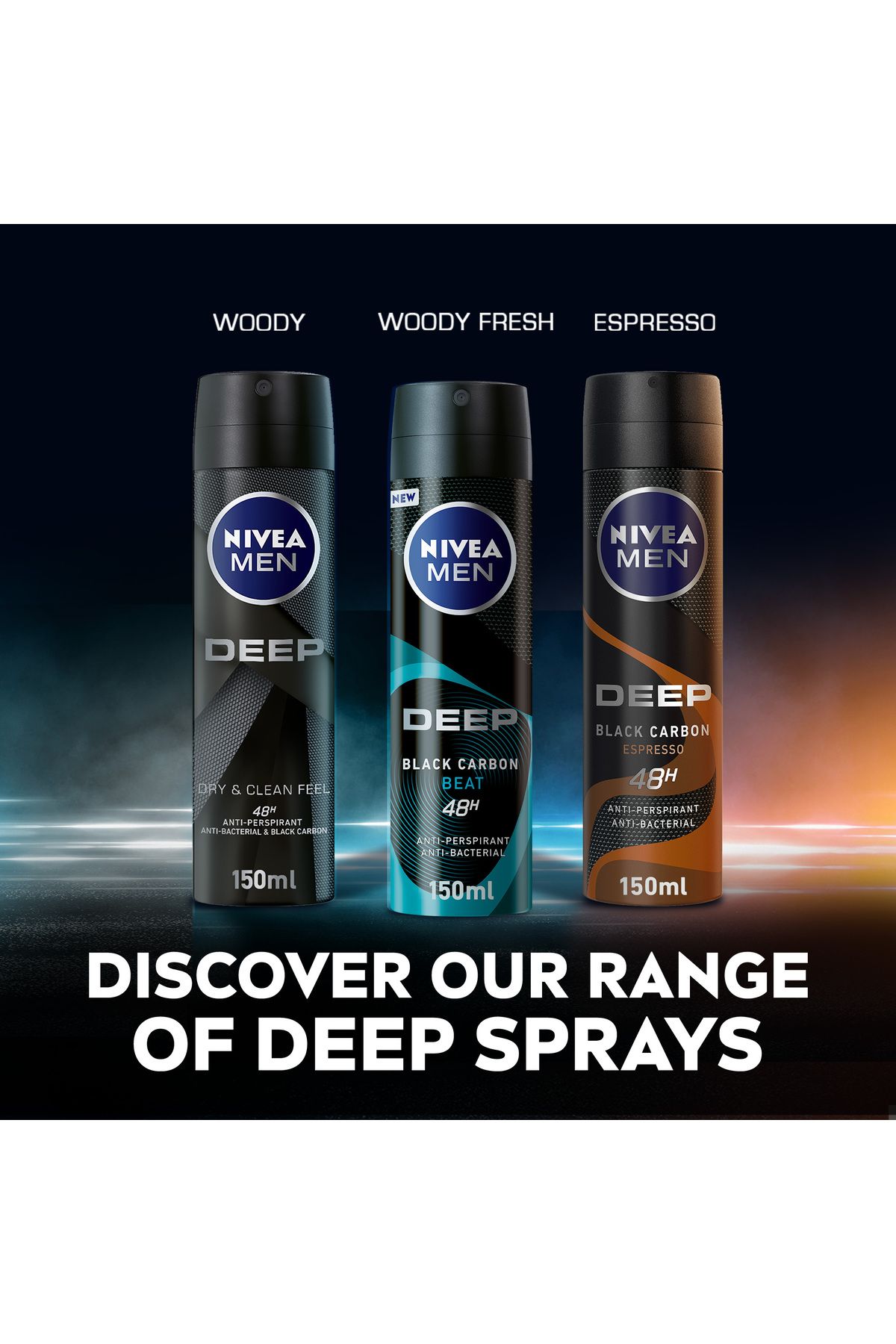 NIVEA-مزيل عرق مين ديب دراي آند كلين فيل للرجال، مضاد للبكتيريا، بخاخ 150 مل، عبوة من 3 قطع 7