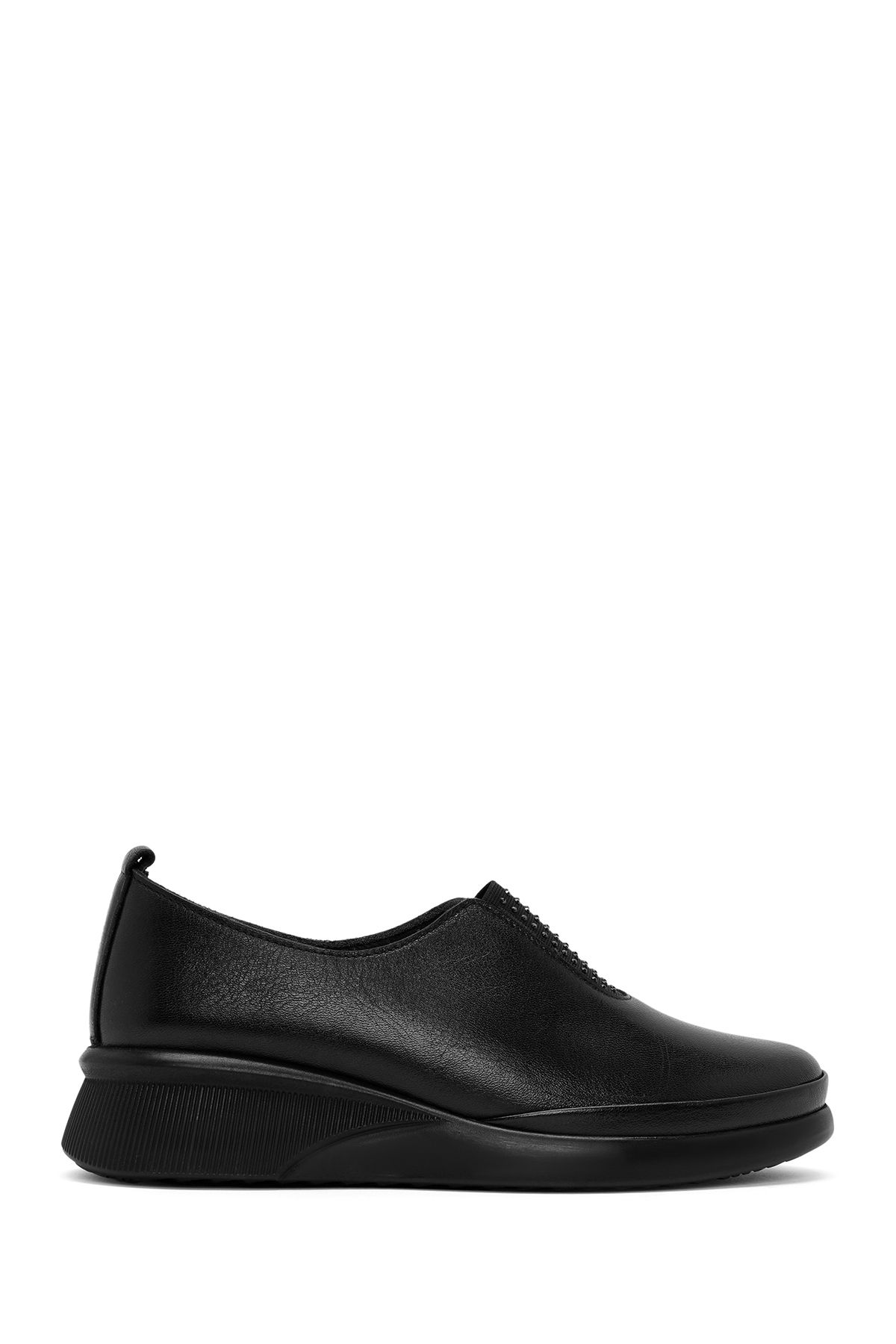 Derimod Pantofi Confortabili Cu Toc Cu Pană Din Piele De Piatră Neagră - 24wfd 500218 Femeie - 36