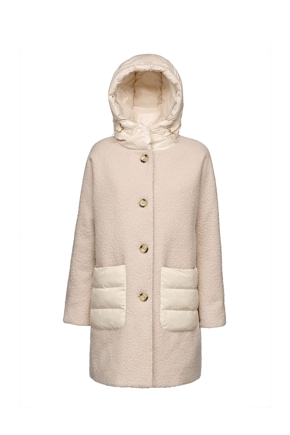 کت زنانه کرم CALITHE HOOD COAT W4615GTC192F1732 Geox