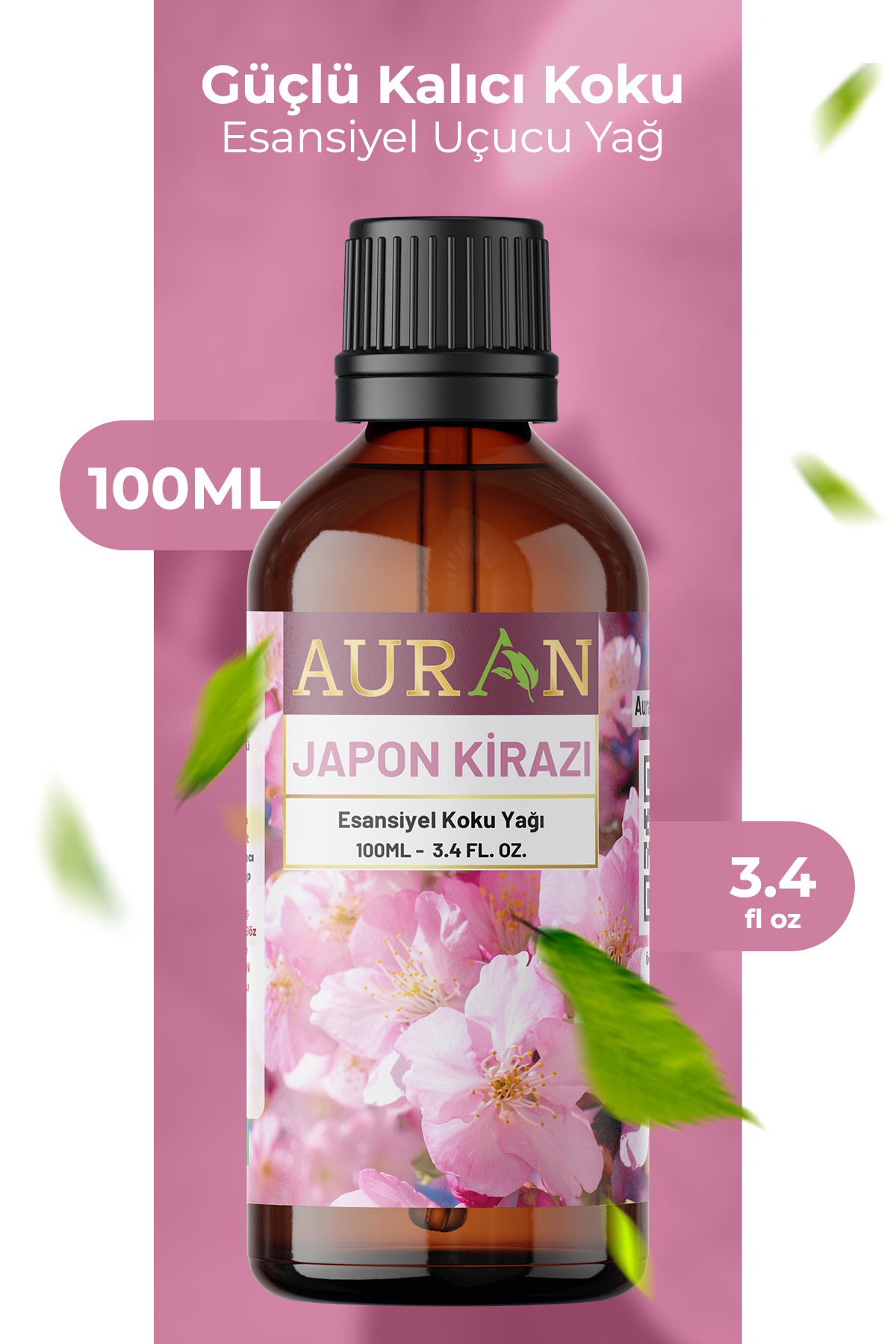 AURAN Japon Kirazı Esansiyel Uçucu Koku Yağı Difüzör Esansı Buhurdanlık Yağı Aromaterapi Yağı 100ml
