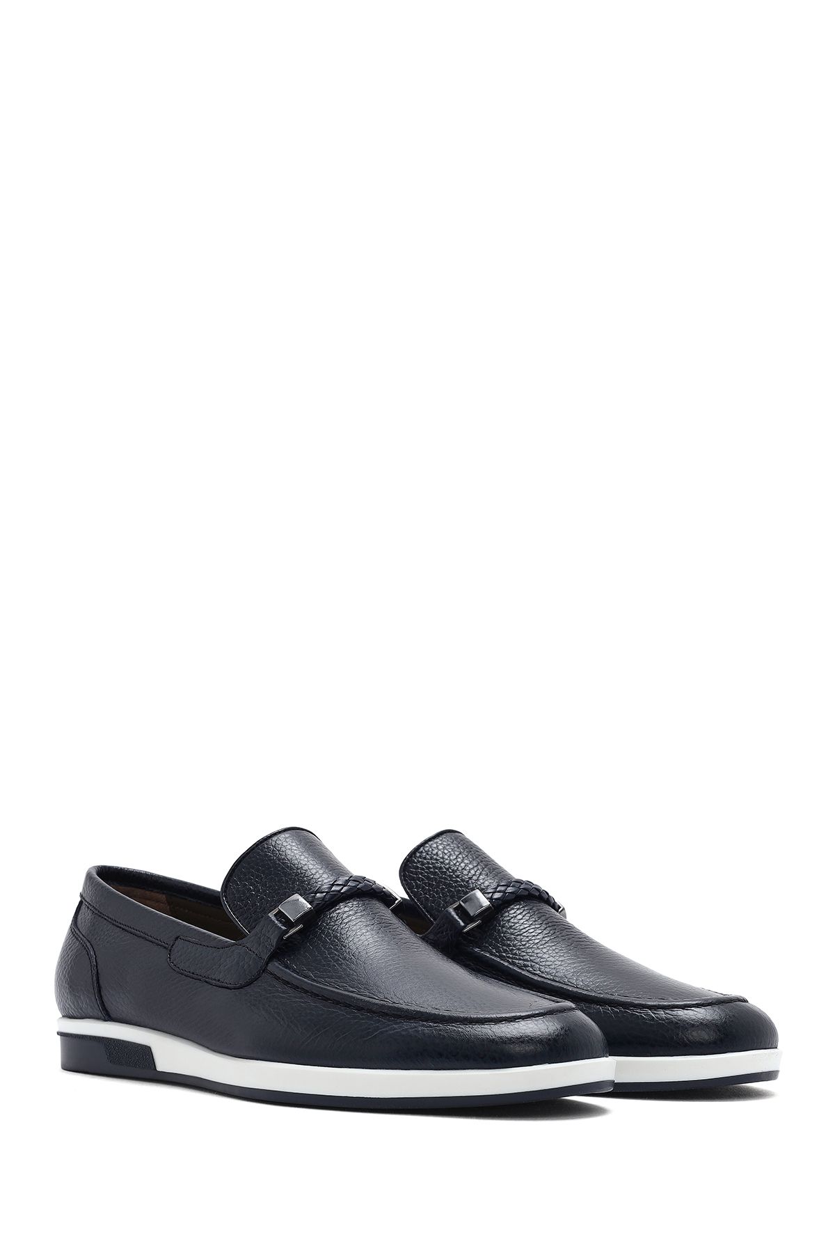 Derimod-Men's Navy Blue Leather Casual Loafer 25Sfd6006Ft 3