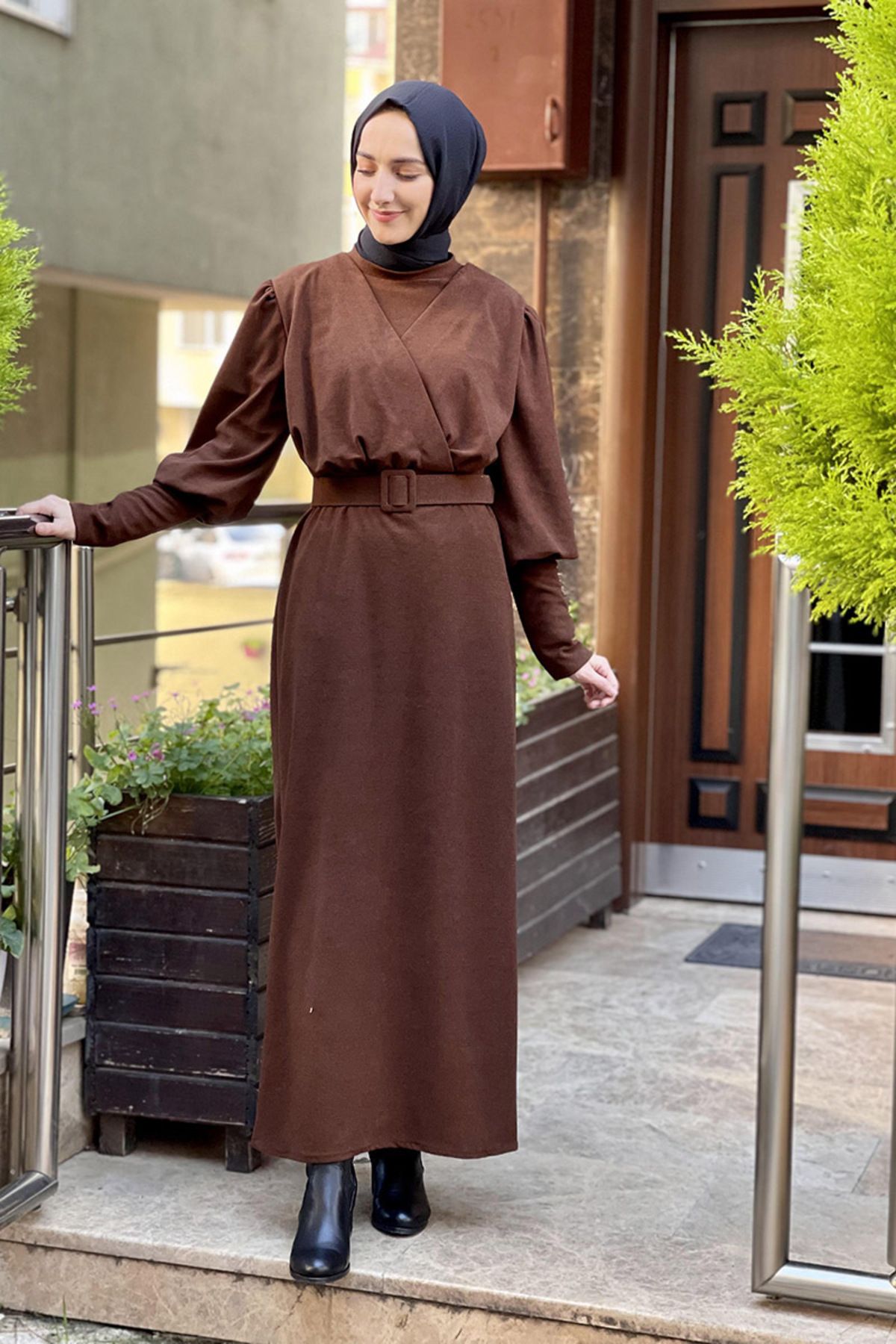 COXO Fashion`S Moda Çizgi Hijab Dress
