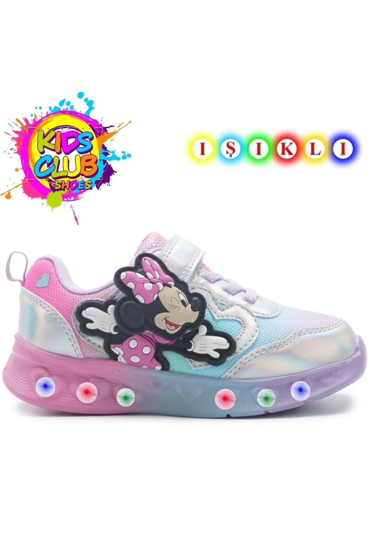 Kids Club Shoes Minnie Mouse Lumbo Kız Işıklı Ortopedik Çocuk Spor Ayakkabı MOR