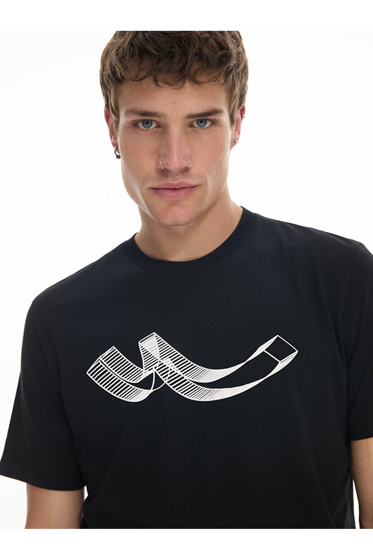 Ltb-Short Sleeve Crew Neck Sıgn Printed Regular Black T-Shirt 5