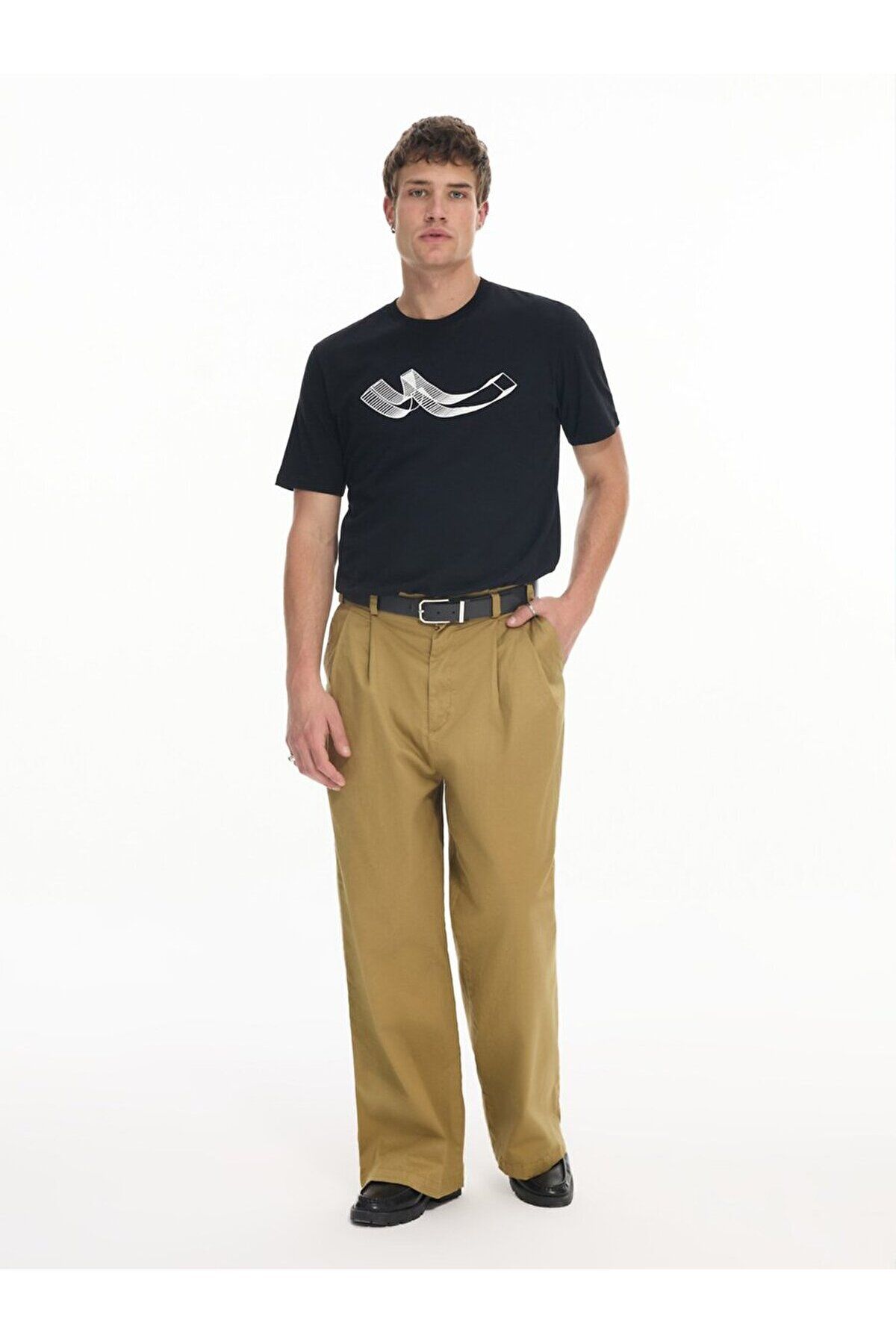 Ltb-Short Sleeve Crew Neck Sıgn Printed Regular Black T-Shirt 2