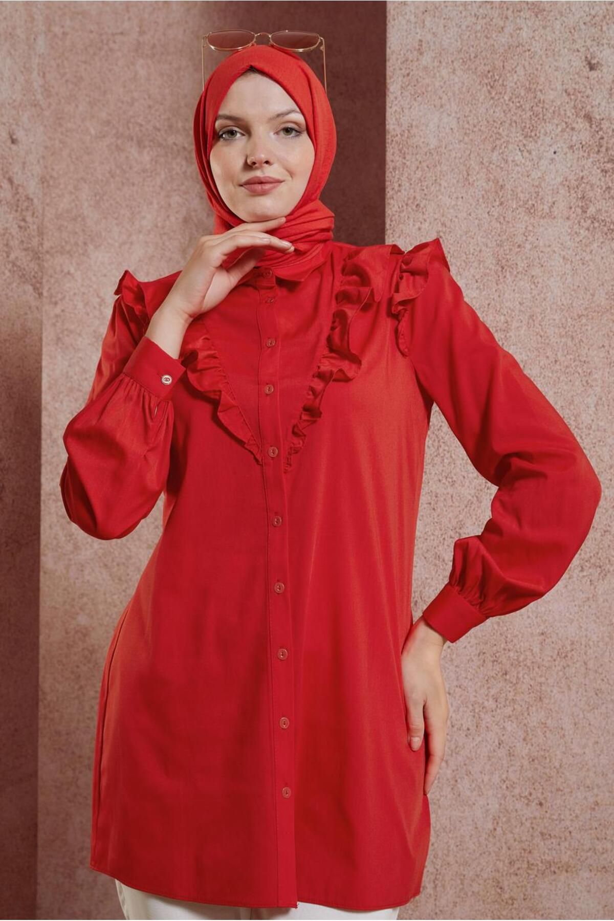 تونیک پیراهن رفل دار 44589 Alvina