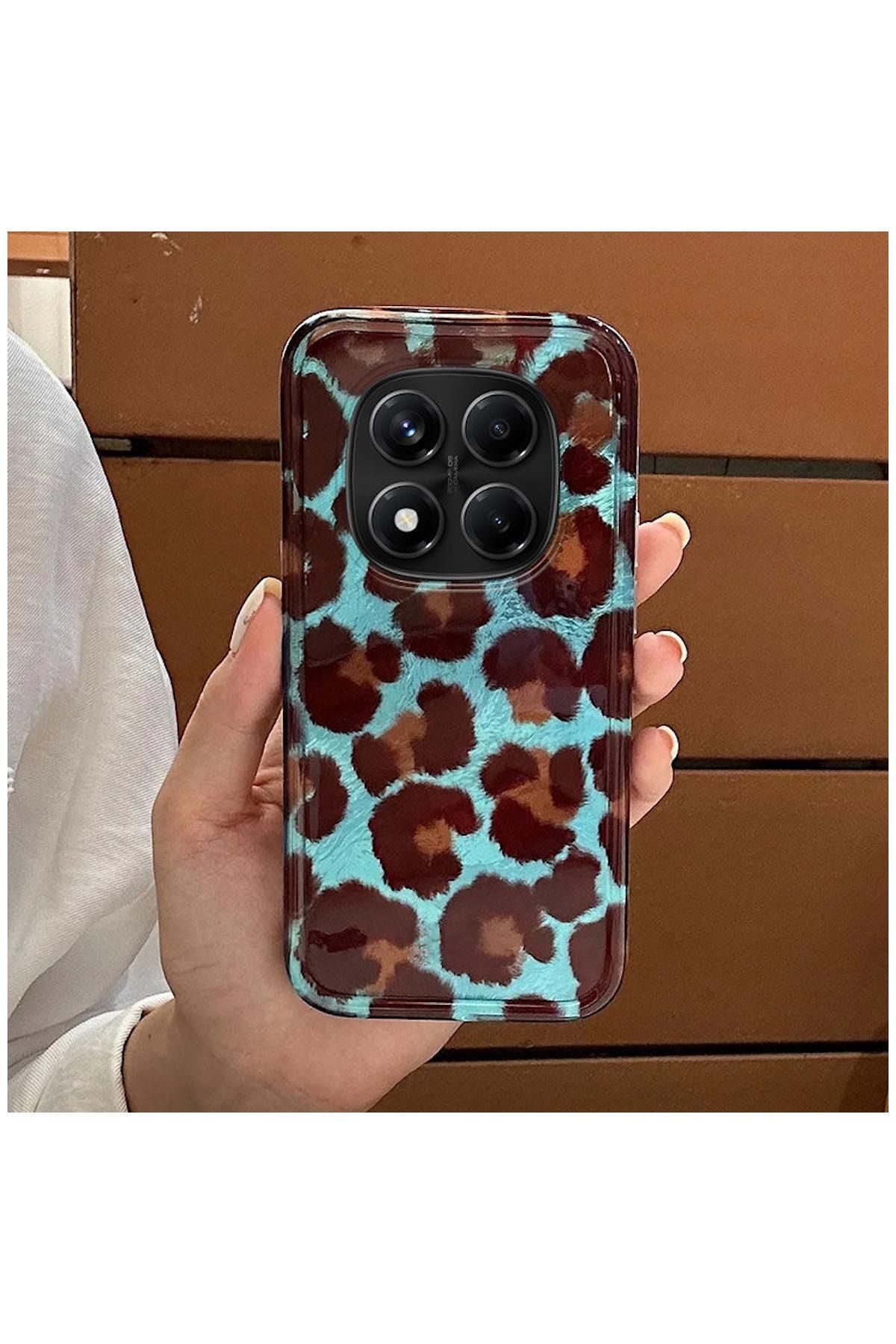 Pro Aksesuar Xiaomi Redmi Note 14 Pro Uyumlu Kılıf Lüx Leopar Desenli Silikon Kılıf Kahverengi