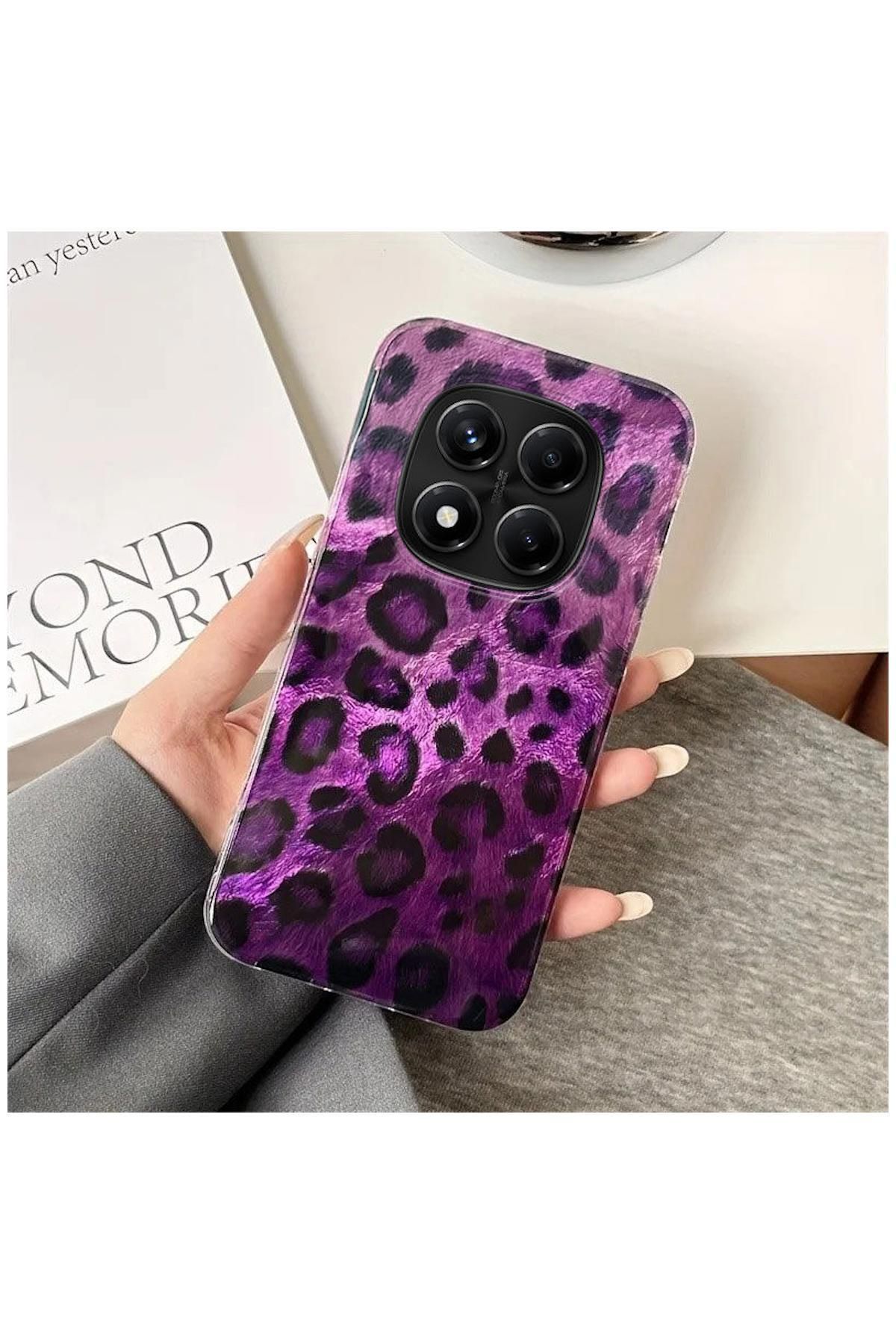 Pro Aksesuar Xiaomi Redmi Note 14 Pro Uyumlu Kılıf Lüx Leopar Desenli Silikon Kılıf Mor
