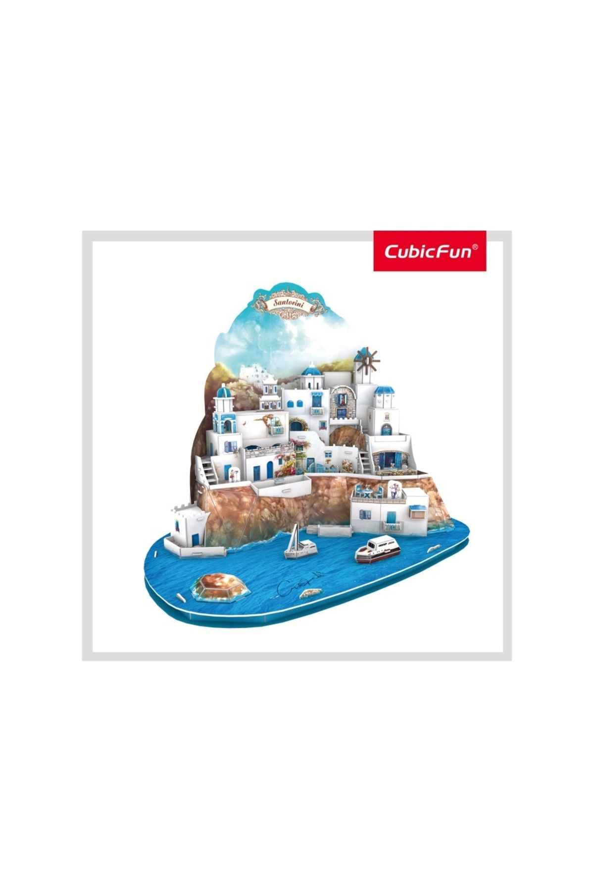 Cubic Fun-Cubic Fun - Puzzle 3D Insula Santorini (Nivel Complex 129 Piese) 1