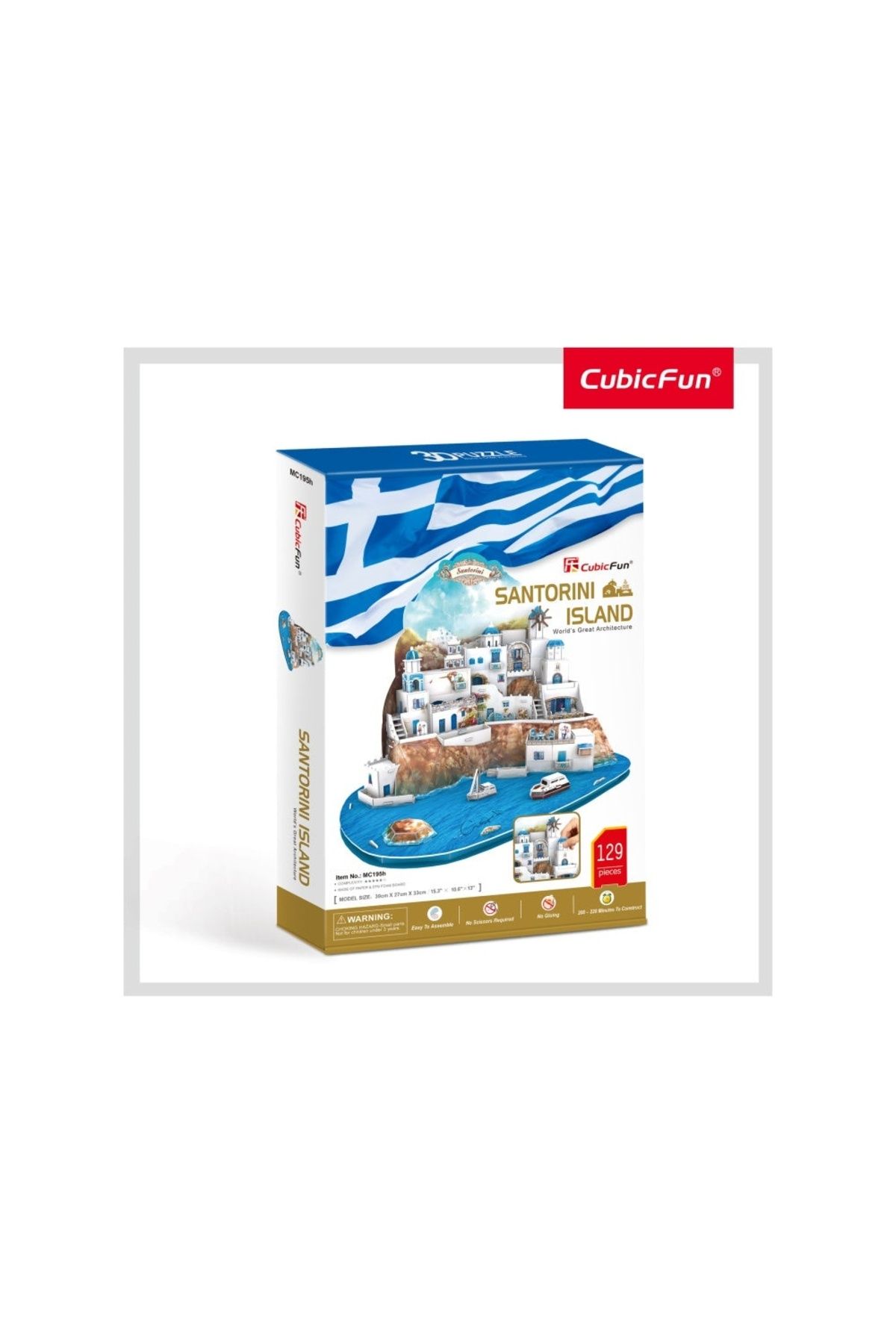 Cubic Fun-Cubic Fun - Puzzle 3D Insula Santorini (Nivel Complex 129 Piese) 2