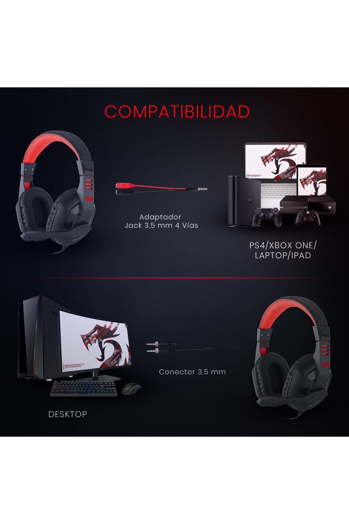 REDRAGON-سماعة الألعاب السلكية Redragon Ares H120 مع ميكروفون (خاصية تقليل الضوضاء) 7