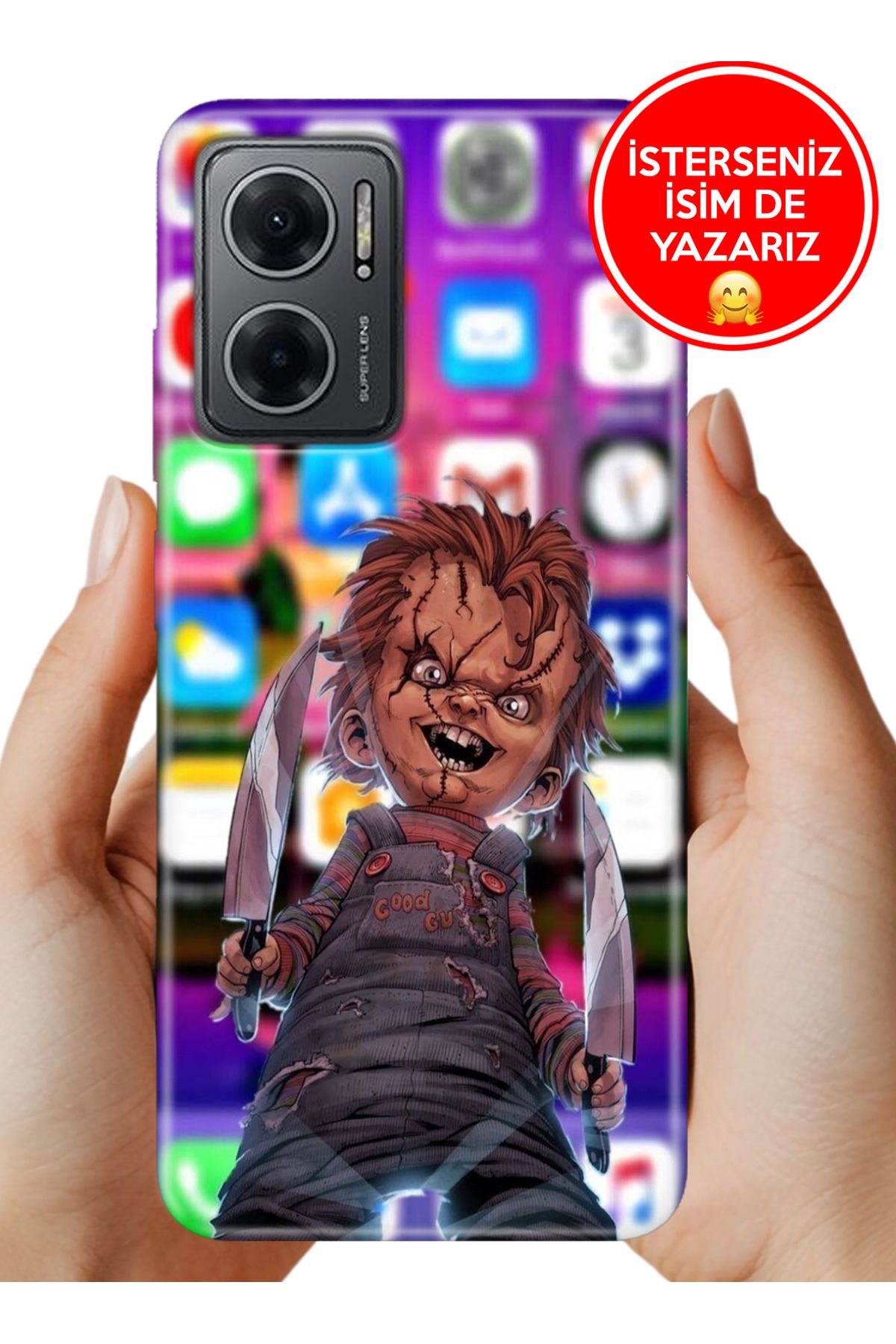 Cekuonline Redmi Note 11E Kılıf Baskılı Life Style Kapak Silikon ChuckyPhone
