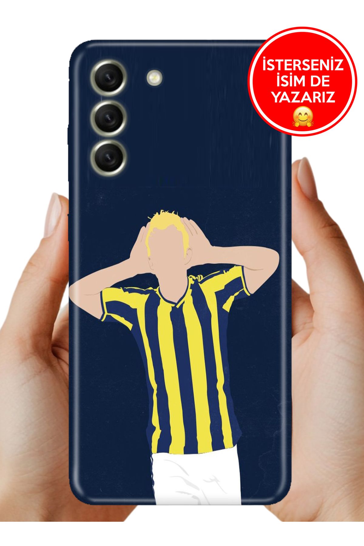 Cekuonline Samsung Galaxy S21 FE Kılıf Baskılı Life Style Kapak Silikon Sarı Lacivert Gol