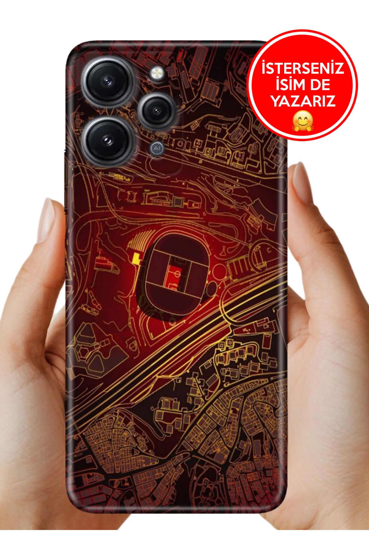 Cekuonline Xiaomi Redmi 12 Kılıf Baskılı Life Style Kapak Silikon Sarı Kırmızı Stadyum