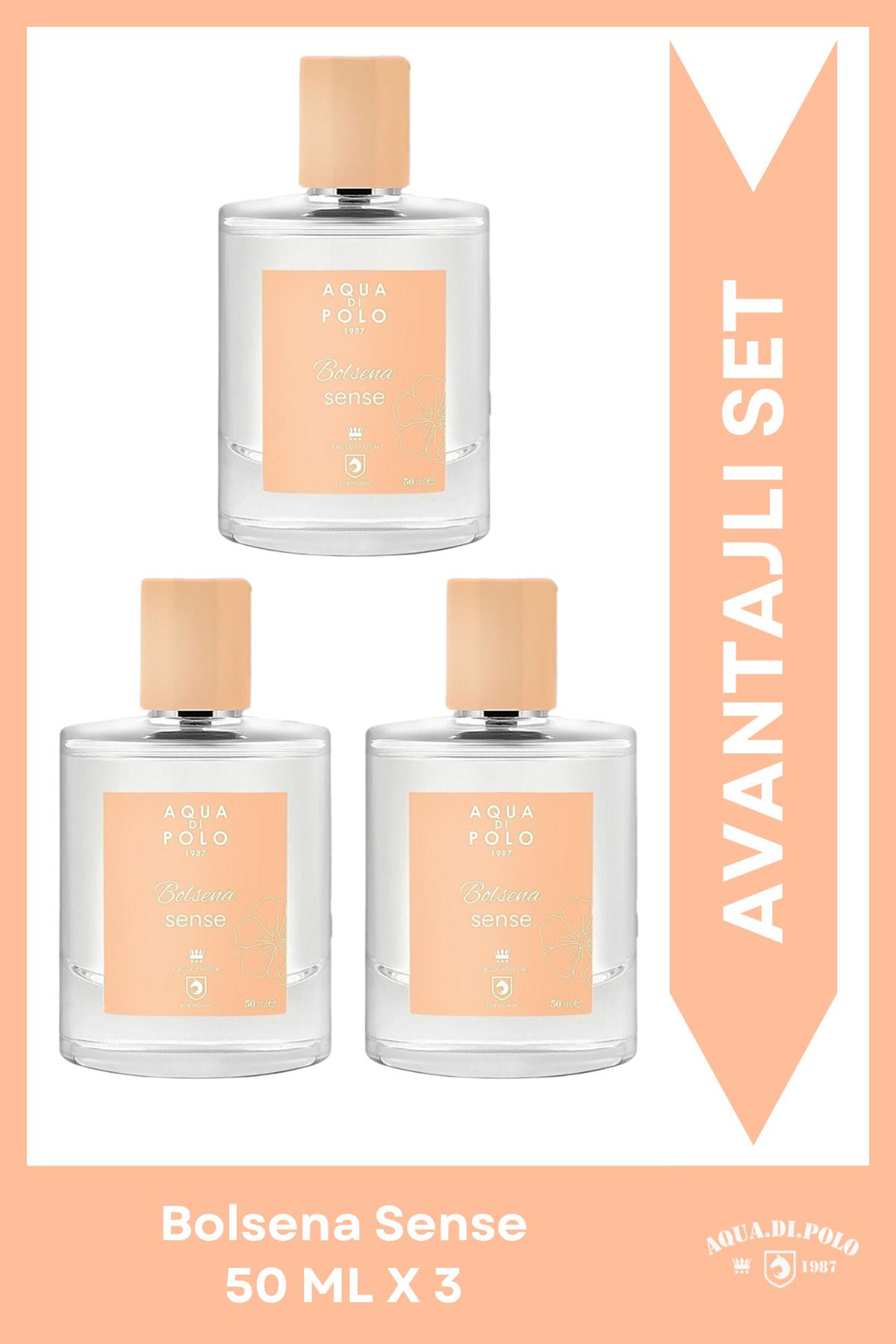 ست عطر زنانه گلدار 50 میلی لیتری Bolsena Sense Stcc021159 Aqua Di Polo 1987