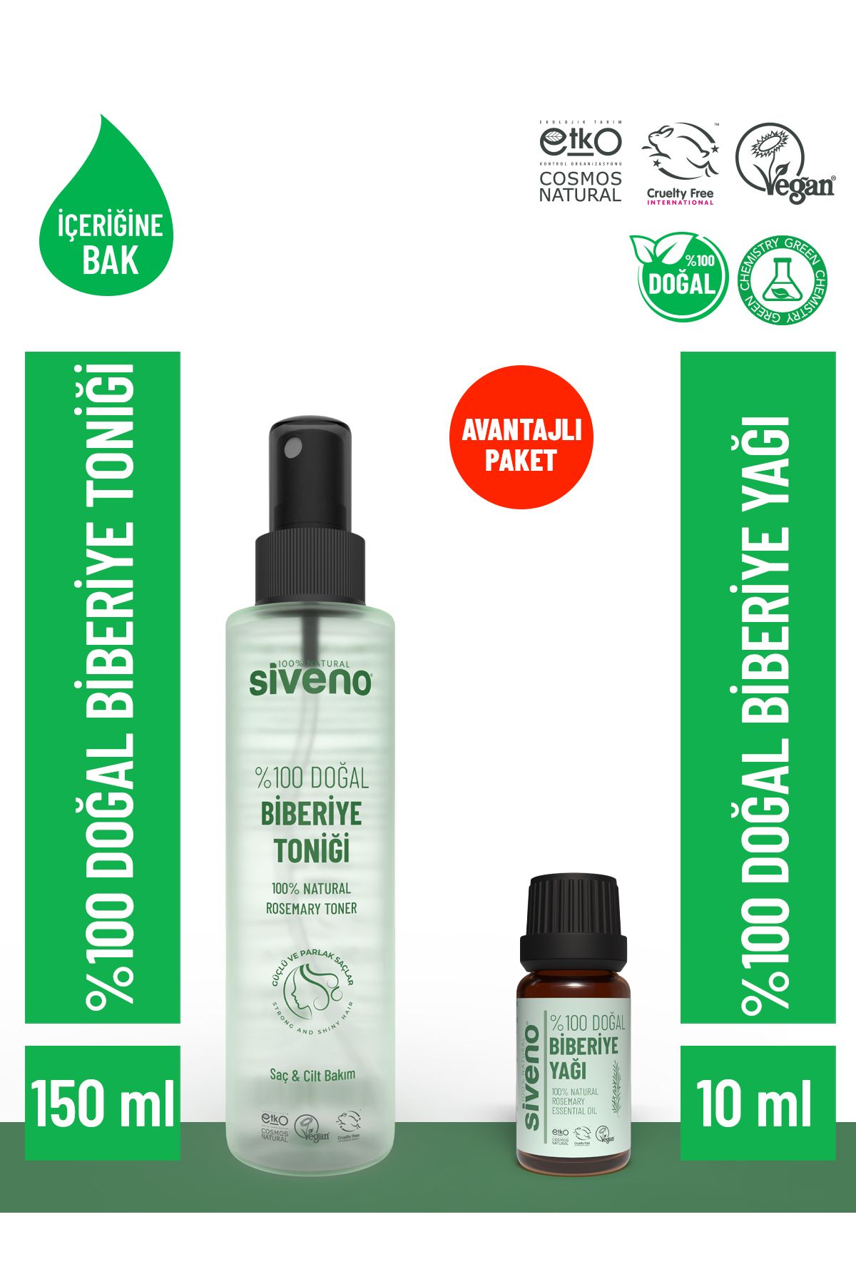 ست تونیک مو و ست روغن رزماری صد در صد طبیعی آب رزماری Siveno