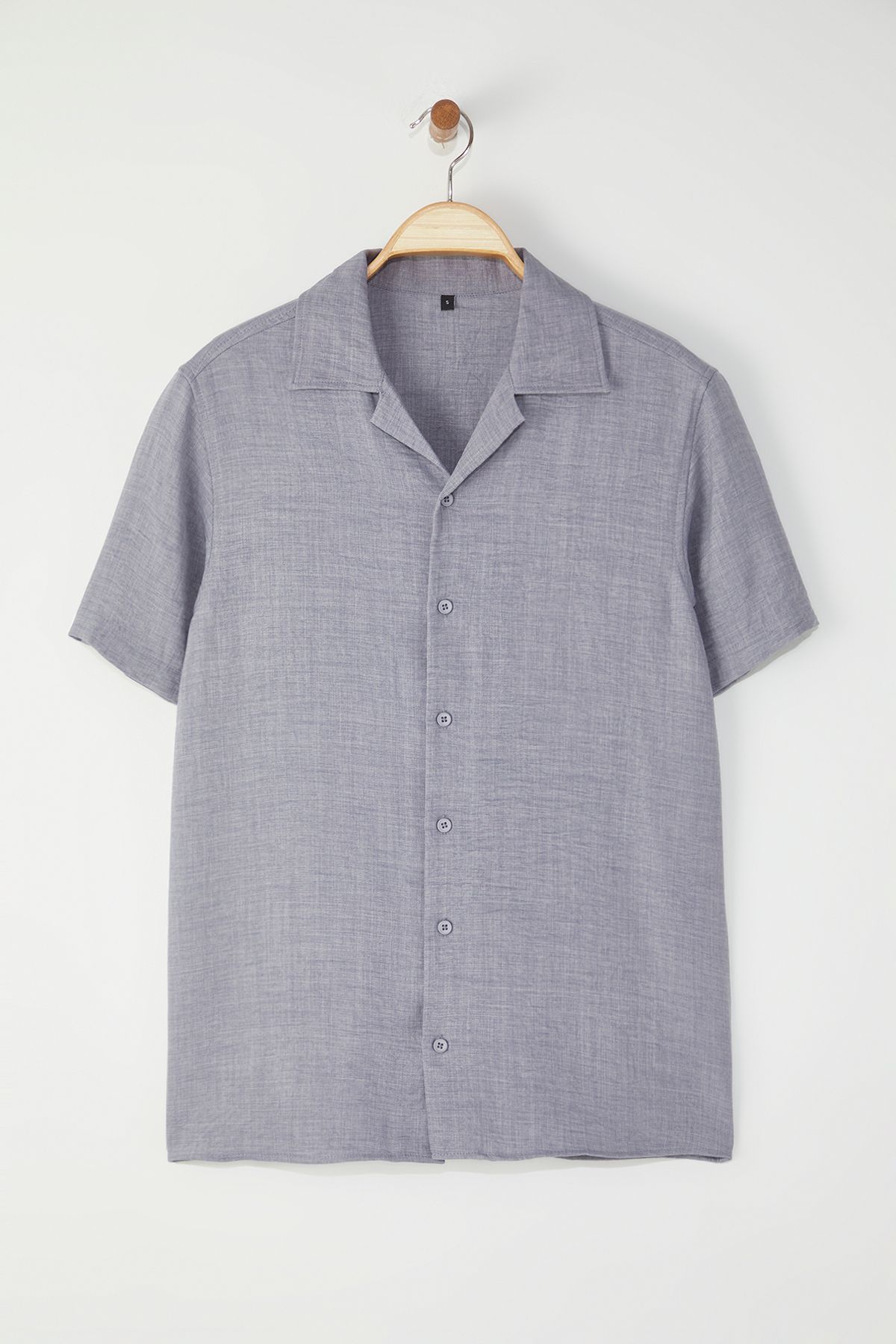 Trendyol Collection-Gray Regular Fit Linen Look Loose Draped Shirt Tmnss25Go00075 5