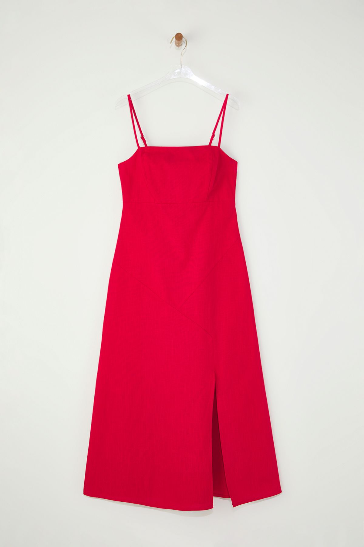 Trendyol Collection-Red Linen Blend A-Line Maxi Woven Dress Twoss25El00644 6