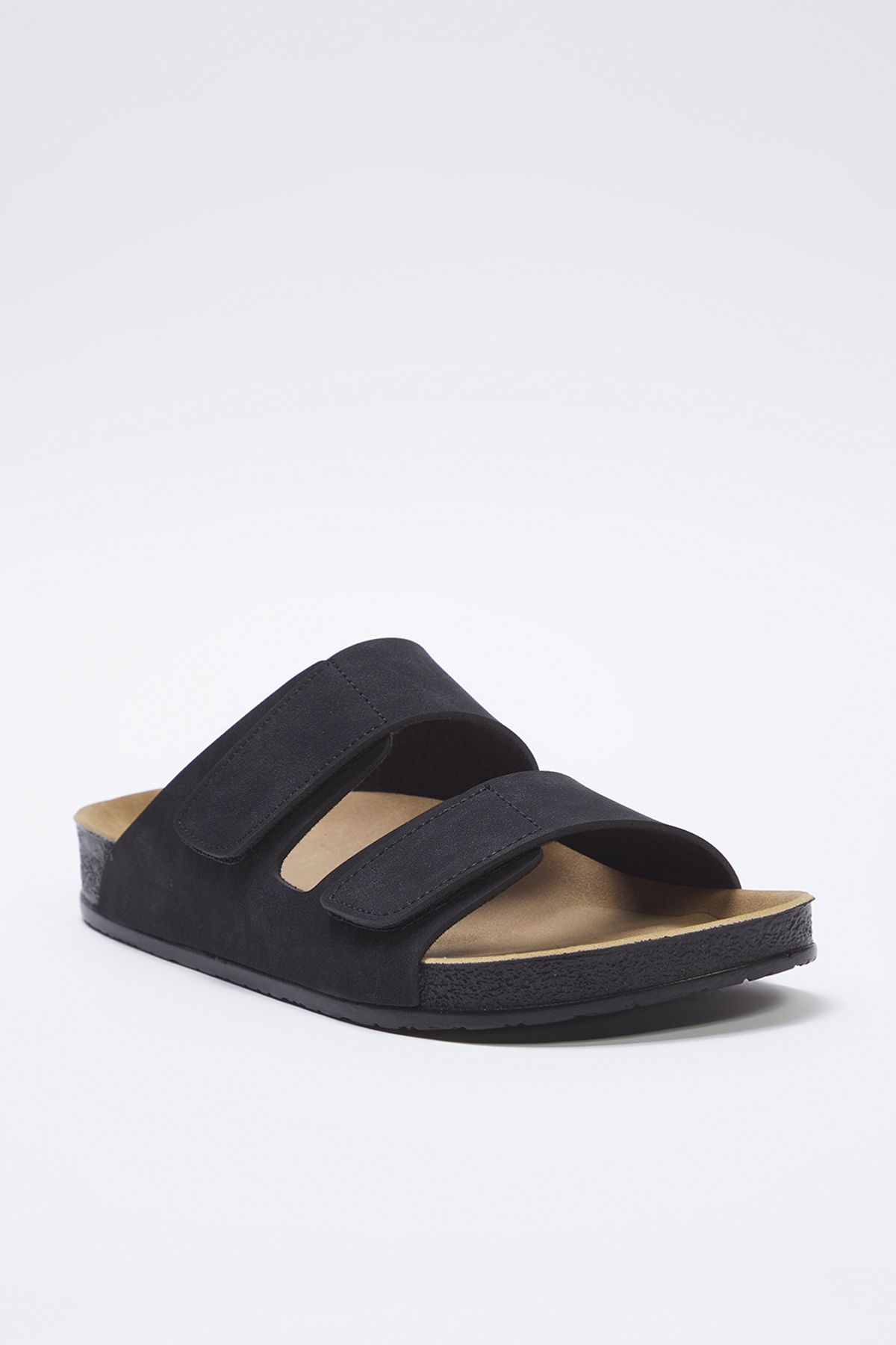 TRENDYOL SHOES-Schwarze Nubuk-Hausschuhe mit flacher Sohle und Klettverschluss für Herren TAKSS25TE00034 3