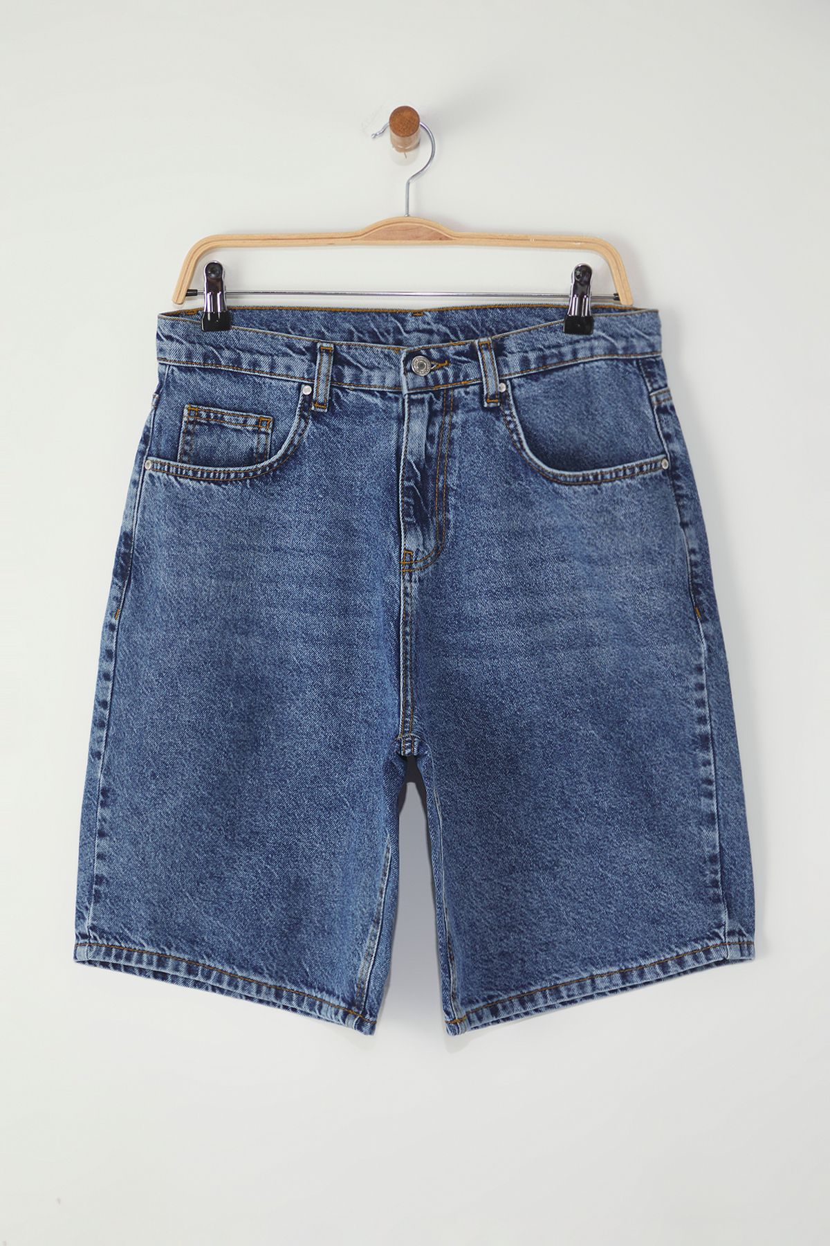 Trendyol Collection-Modré Baggy Fit More Sustinable džínové šortky TMNSS25SR00054 5