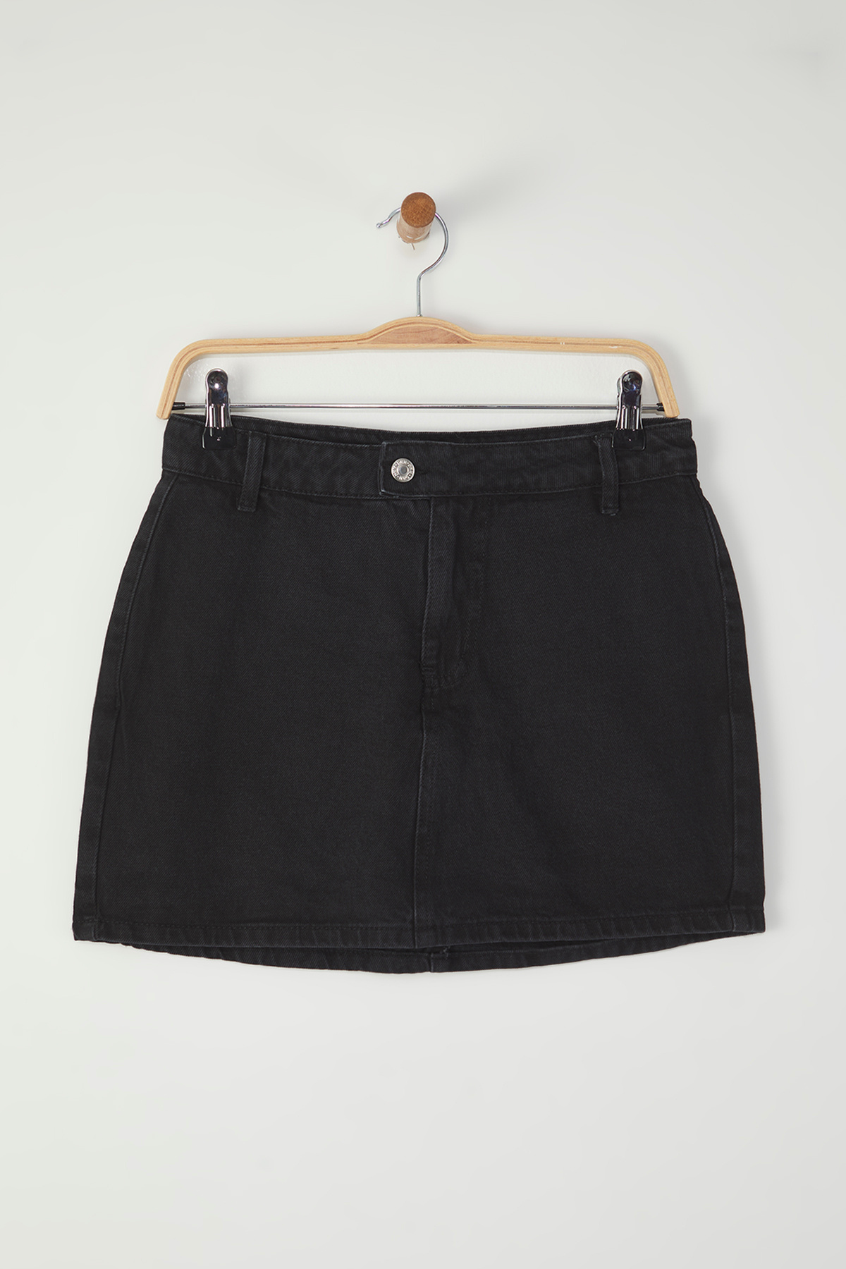 Trendyolmilla  Siyah More Sustainable Yüksek Bel Mini Denim Şort Etek TWOSS25SR00079 - Görsel 7