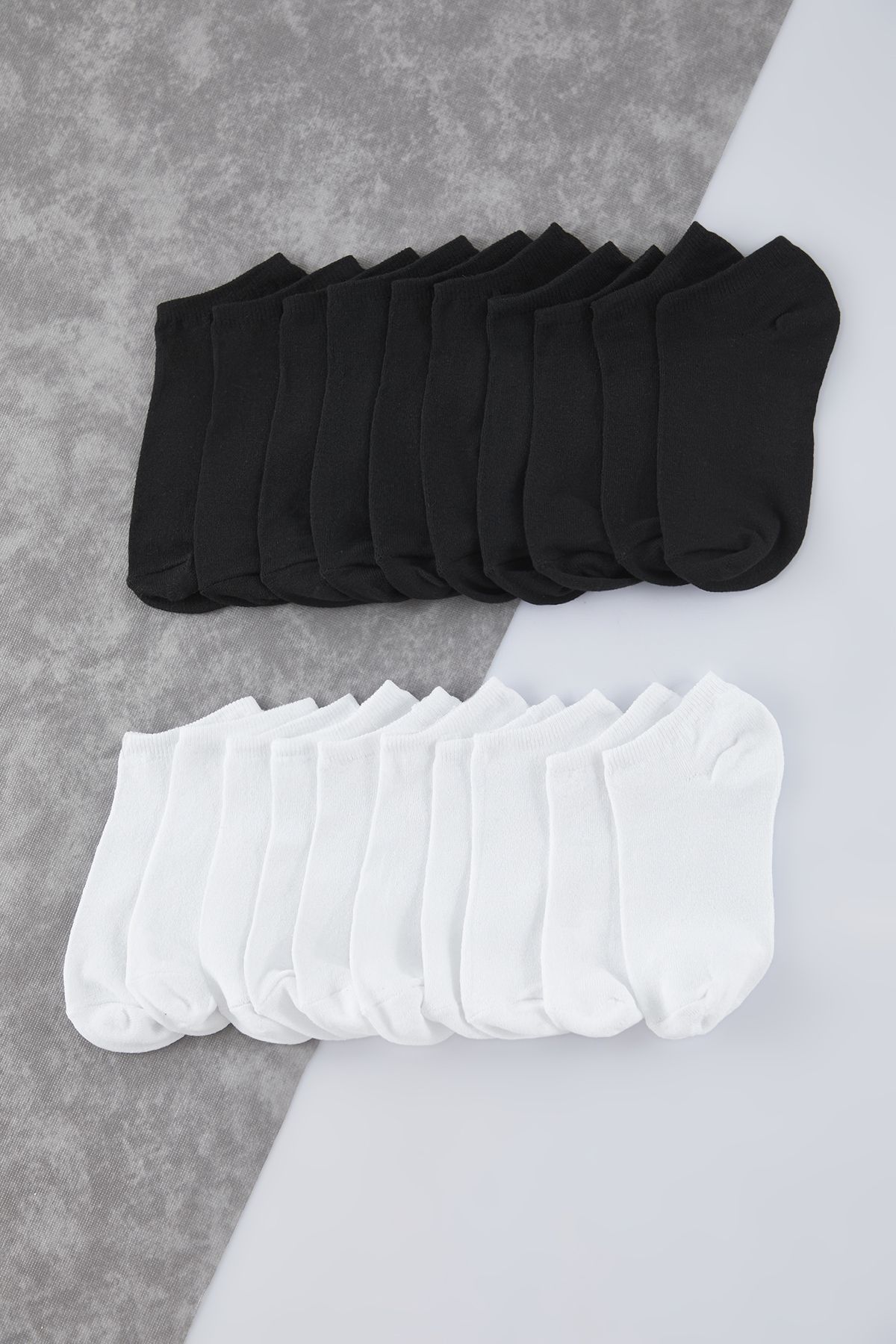 Trendyol Collection Czarno-białe, Unisex, 20 Sztuk, Bawełniane, Krótkie/niewidoczne/skarpetki Unisex - 36 – 40