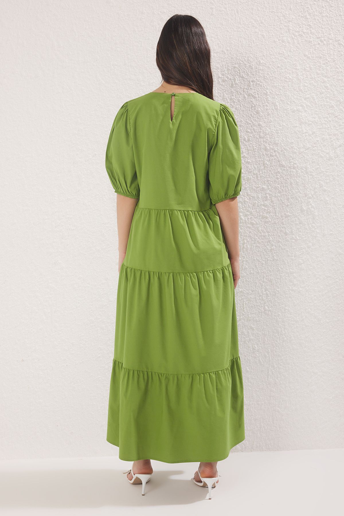 Trendyol Collection-Green Straight Cut Embroidered Maxi Woven Dress Twoss25El00058 4