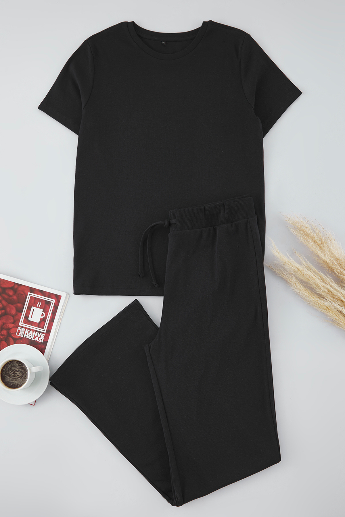 Trendyol Curve-Black Fitted/Slim Fit Ribbed Stretch Knitted Bottom-Top Set Tbbss25Cp00024 5