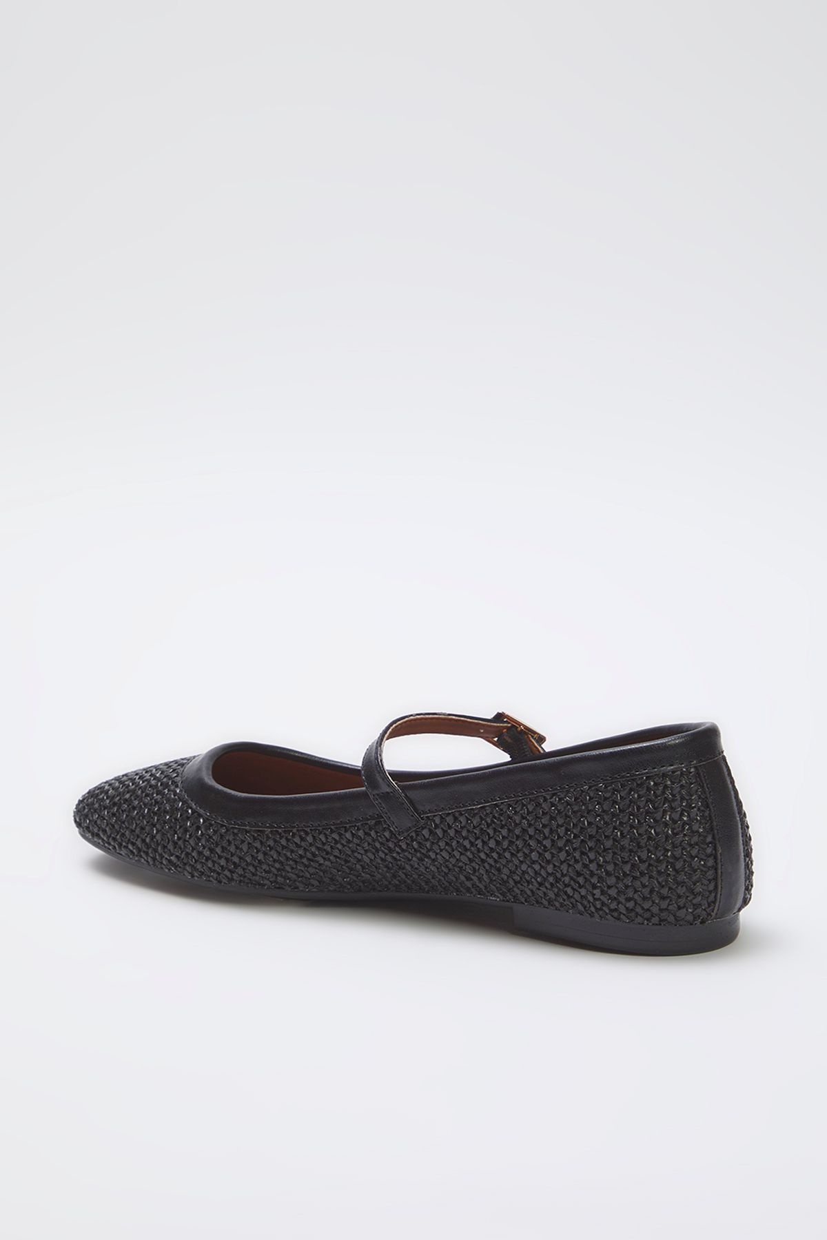 TRENDYOL SHOES-Schwarze gestrickte, gemusterte Stroh-Mary-Jane-Ballerinas mit quadratischer Zehenpartie für Damen TAKSS25BE00045 4