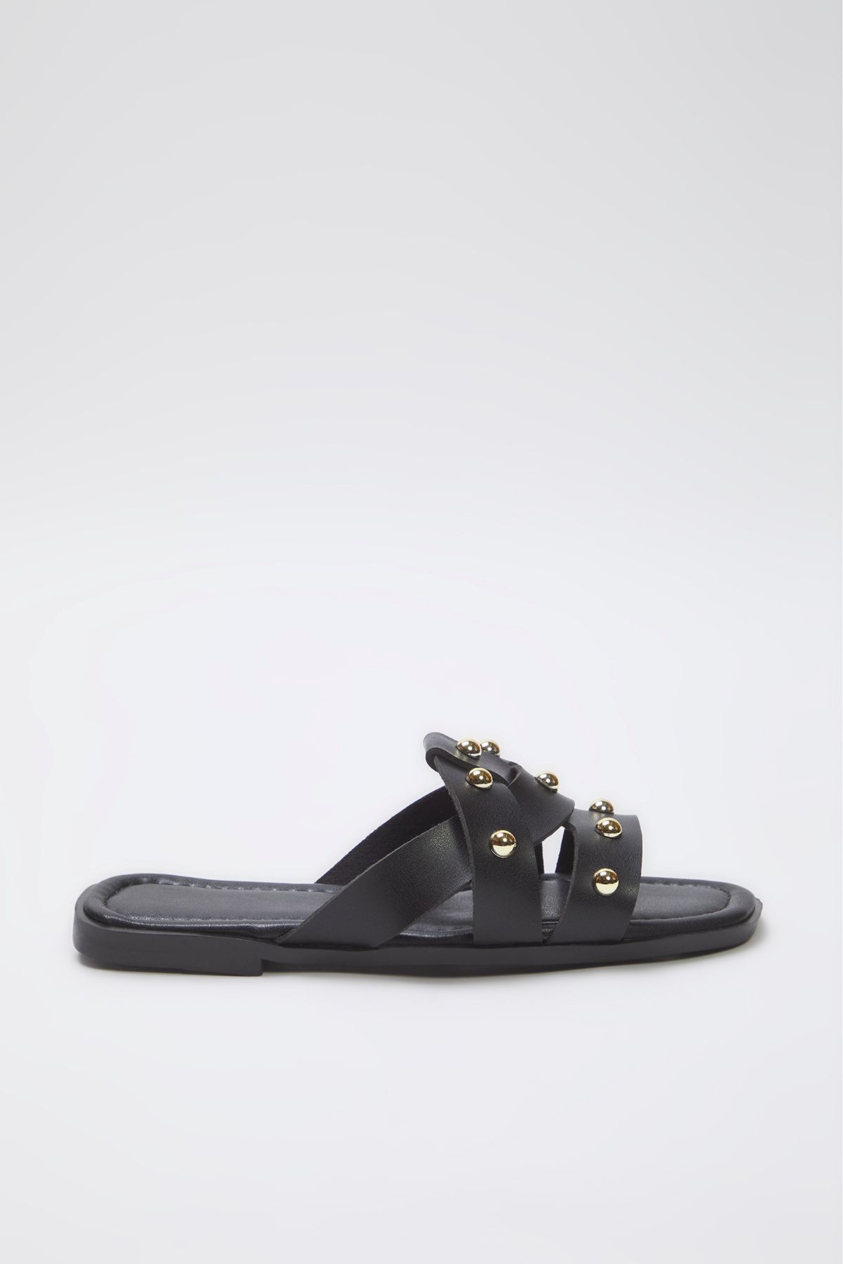 TRENDYOL SHOES-Black Gold Trok Stone Women Stylish Slippers Takss25Te00032 5