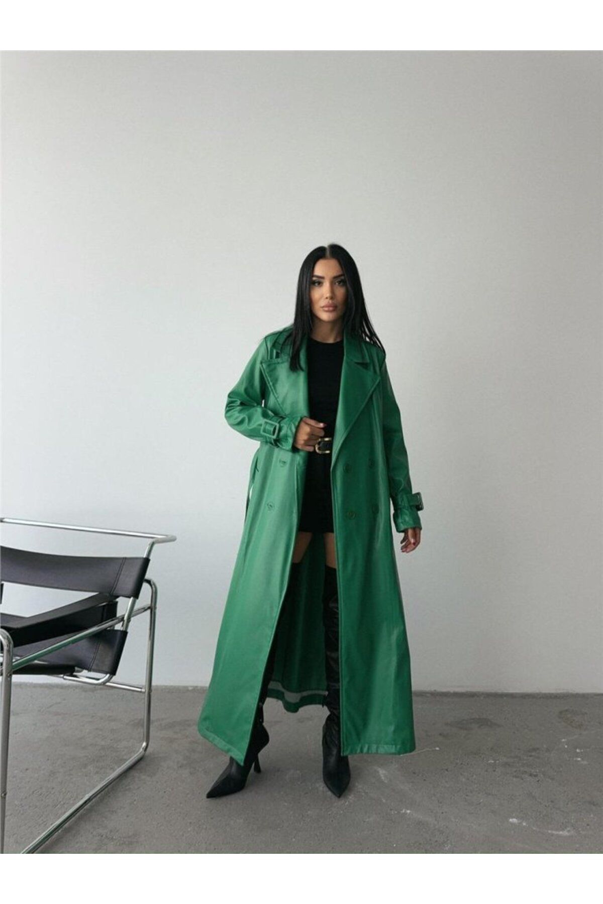 velmorafashion DERİ TRENÇKOT - Yeşil