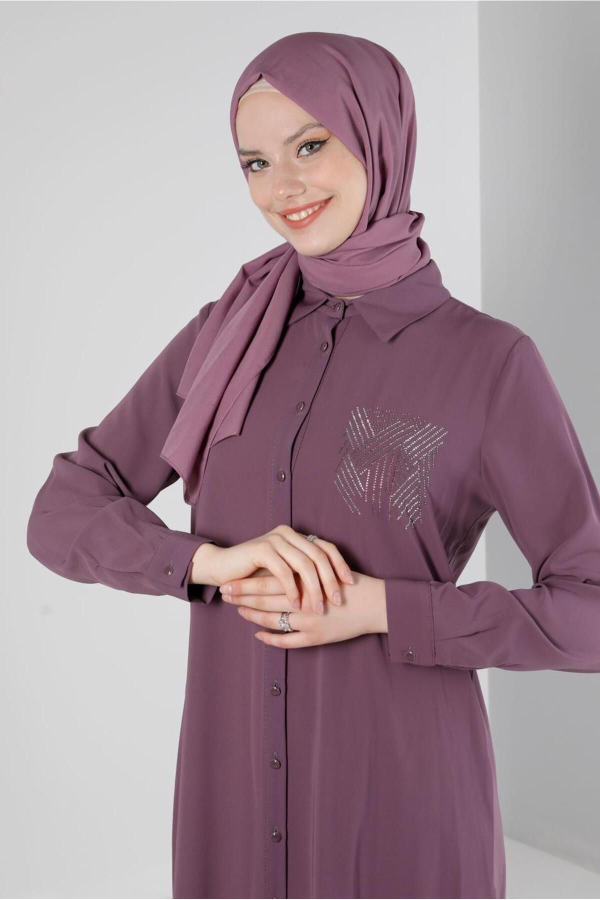 تونیک بلند دکمه ای سنگی 43522 Alvina