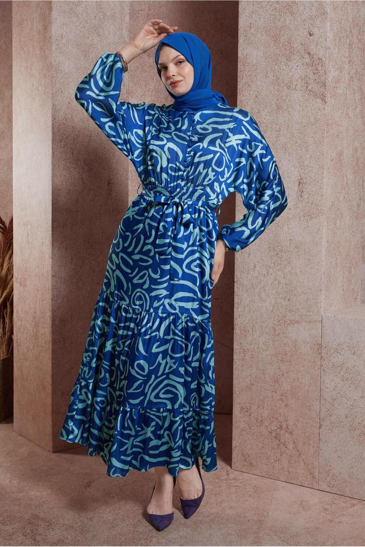 لباس طرح دار کمربند 44509 Alvina