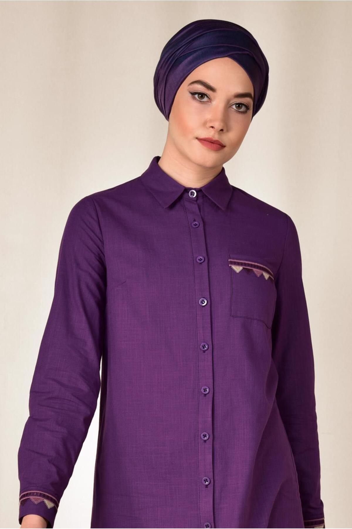تونیک کتانی مفصل گلدوزی 4975 Alvina