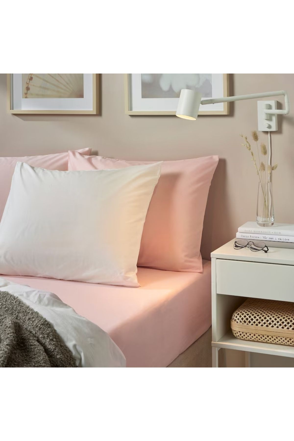 IKEA-DVALA Light Pink Fitted Sheet 160x200 cm – 100% Cotton, Soft, Durable & Breathable 3