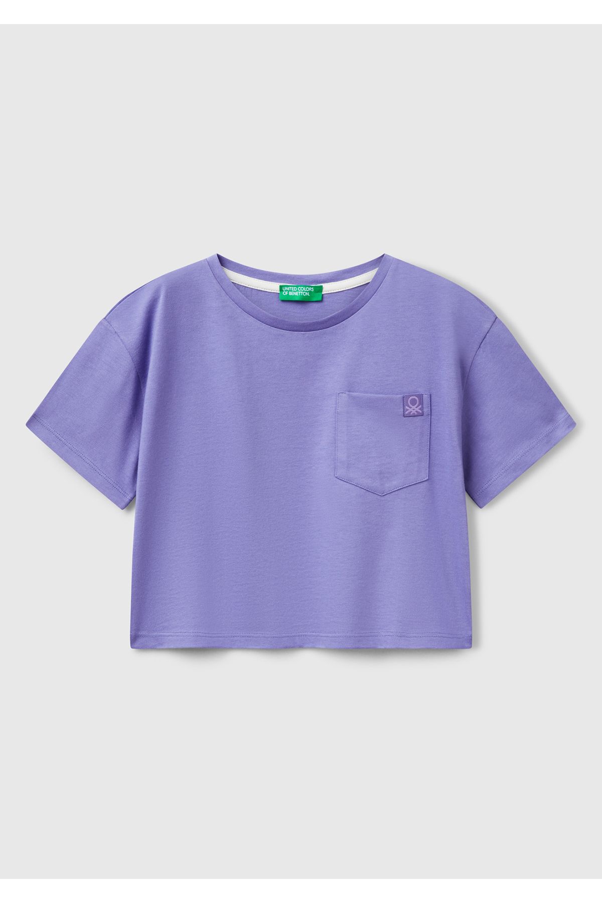 تی شرت جیبی وصله چاپی پشت بنفش دخترانه United Colors of Benetton