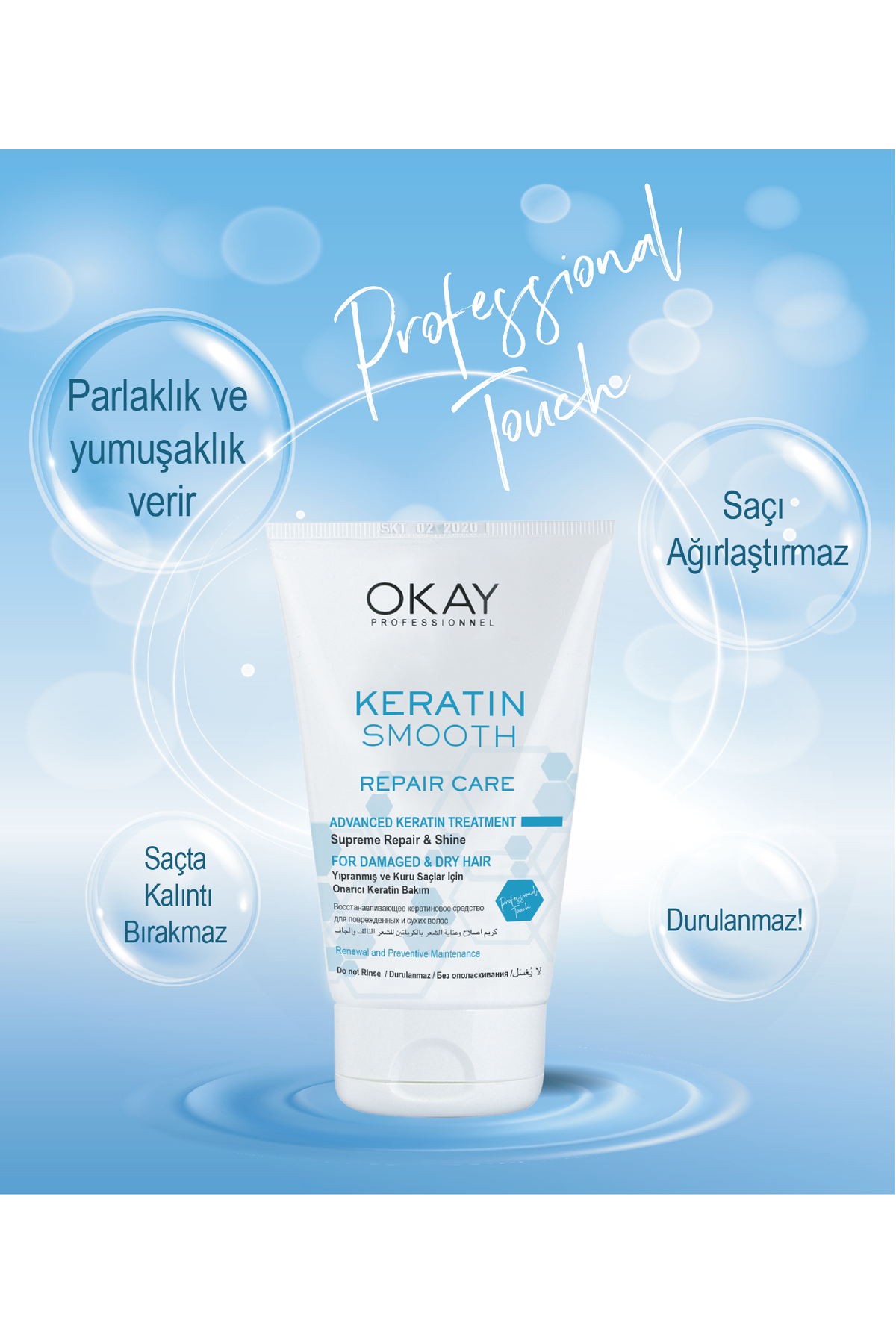 KERATIN SMOOTH 2'Lİ BAKIM SETİ Onarıcı Maske 500ml + Bakım Kremi 100ml — OTR1313 KERATIN SET — تصویر 3 از 3