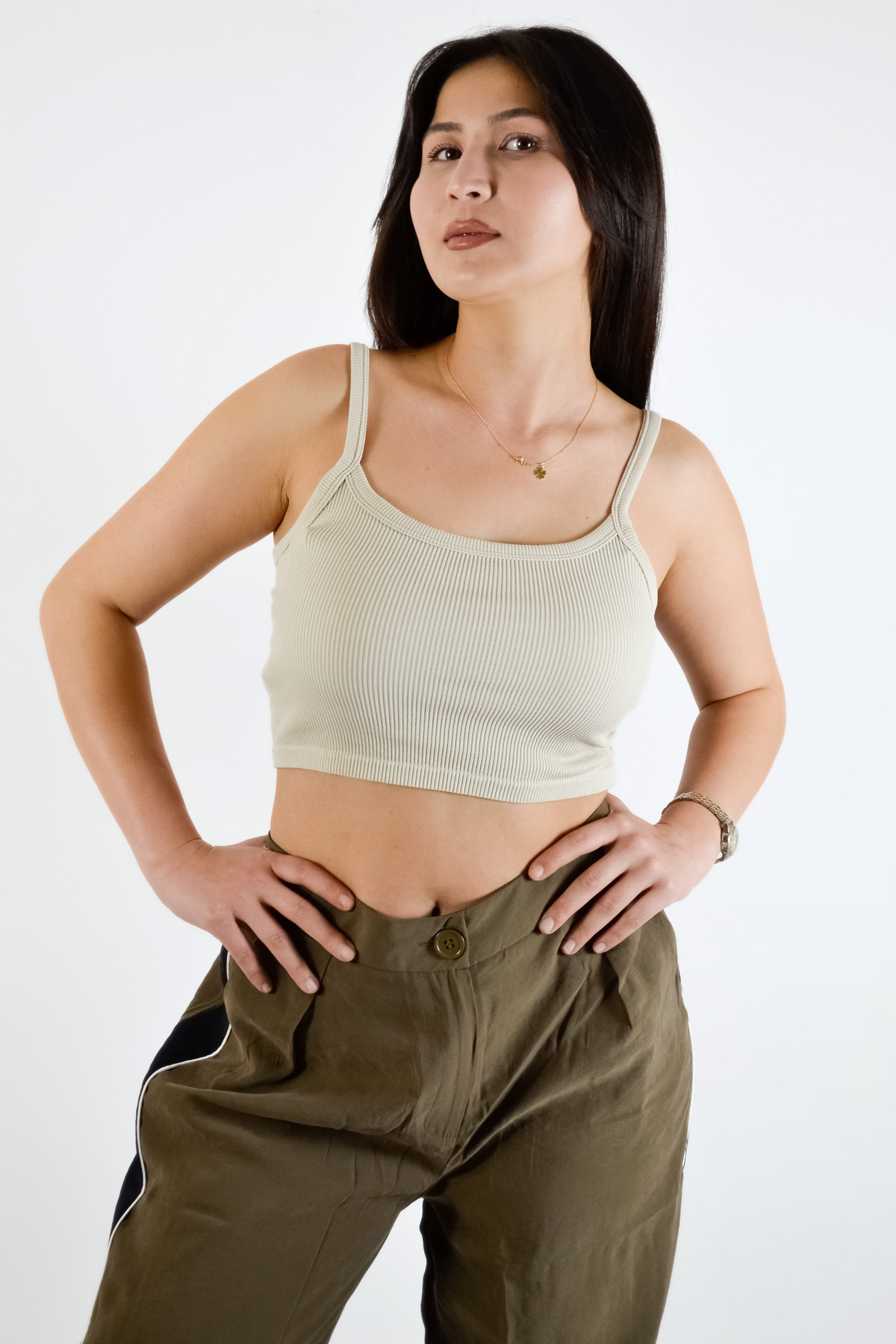 BUSEM-Rope Strap Ribbed Crop Tank Top 1