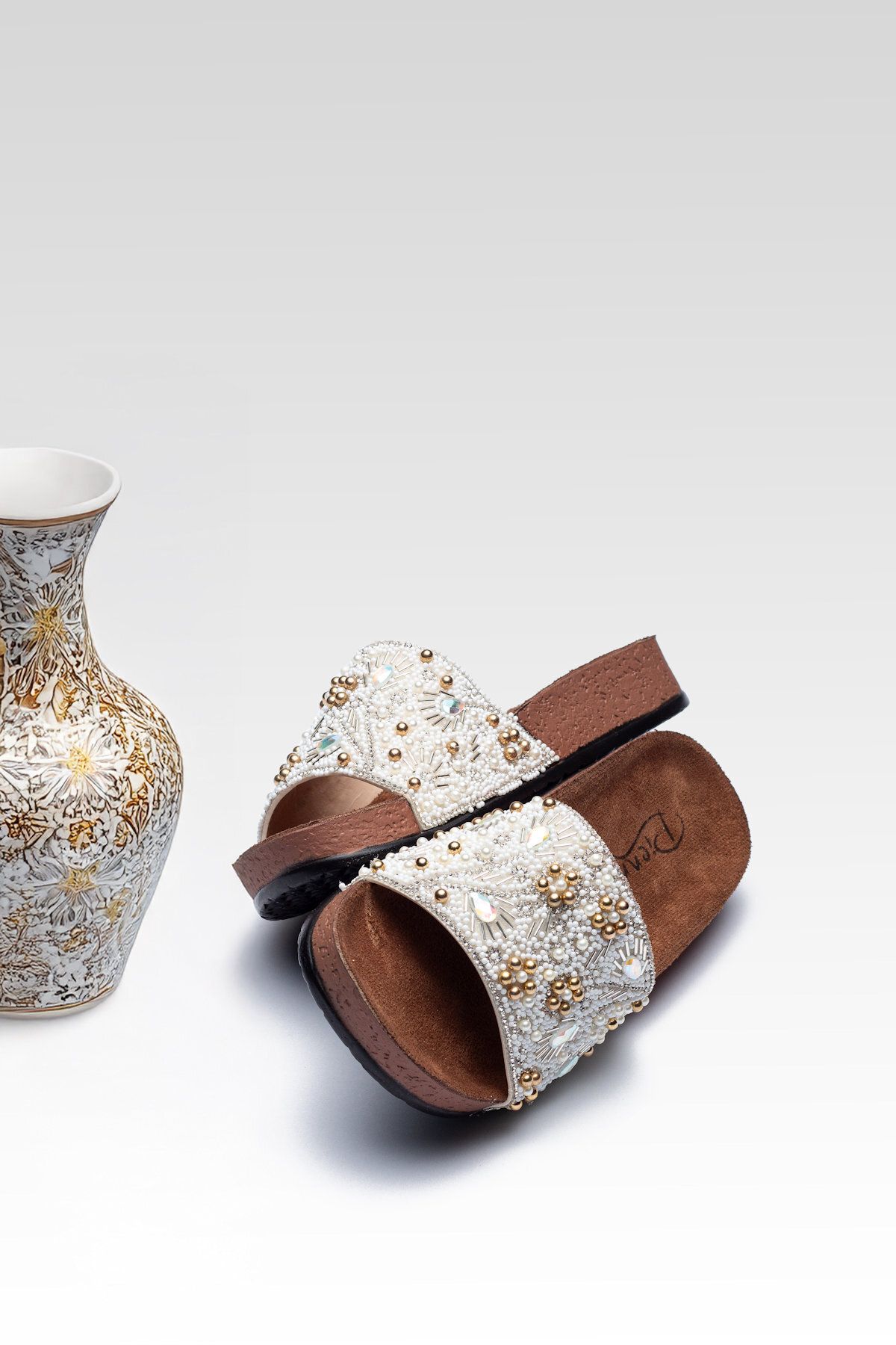 lady classy Kadın Taşlı Tokalı Rahat Kalıp Terlik ortopedik Terletmz
