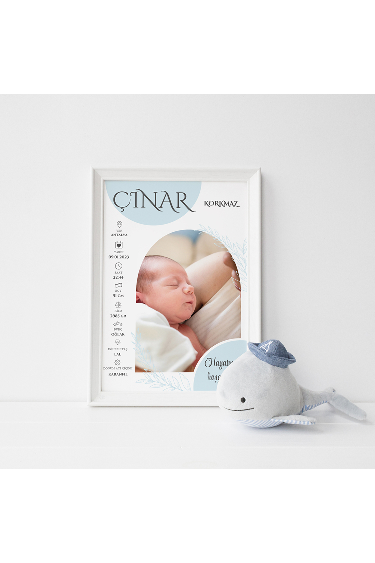 CKA Tasarım Ayrıntılı Fotoğraflı Doğum Tablosu, Bebek Doğum Hatırası Tablosu fotoğrafı 5 (önizleme)