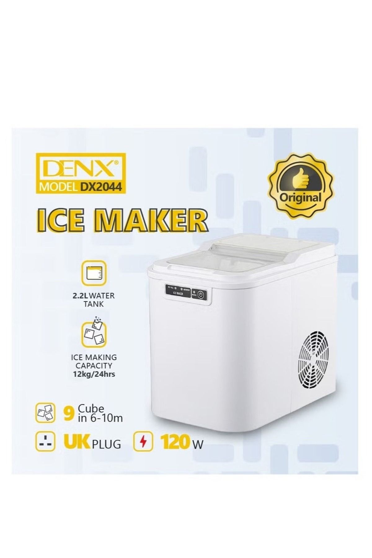 Denx-ماكينة صنع الثلج | ماكينة صنع الثلج الذكية Denx DX2044 بسعة 2.2 لتر وقوة 120 وات مع 9 مكعبات ثلج 4