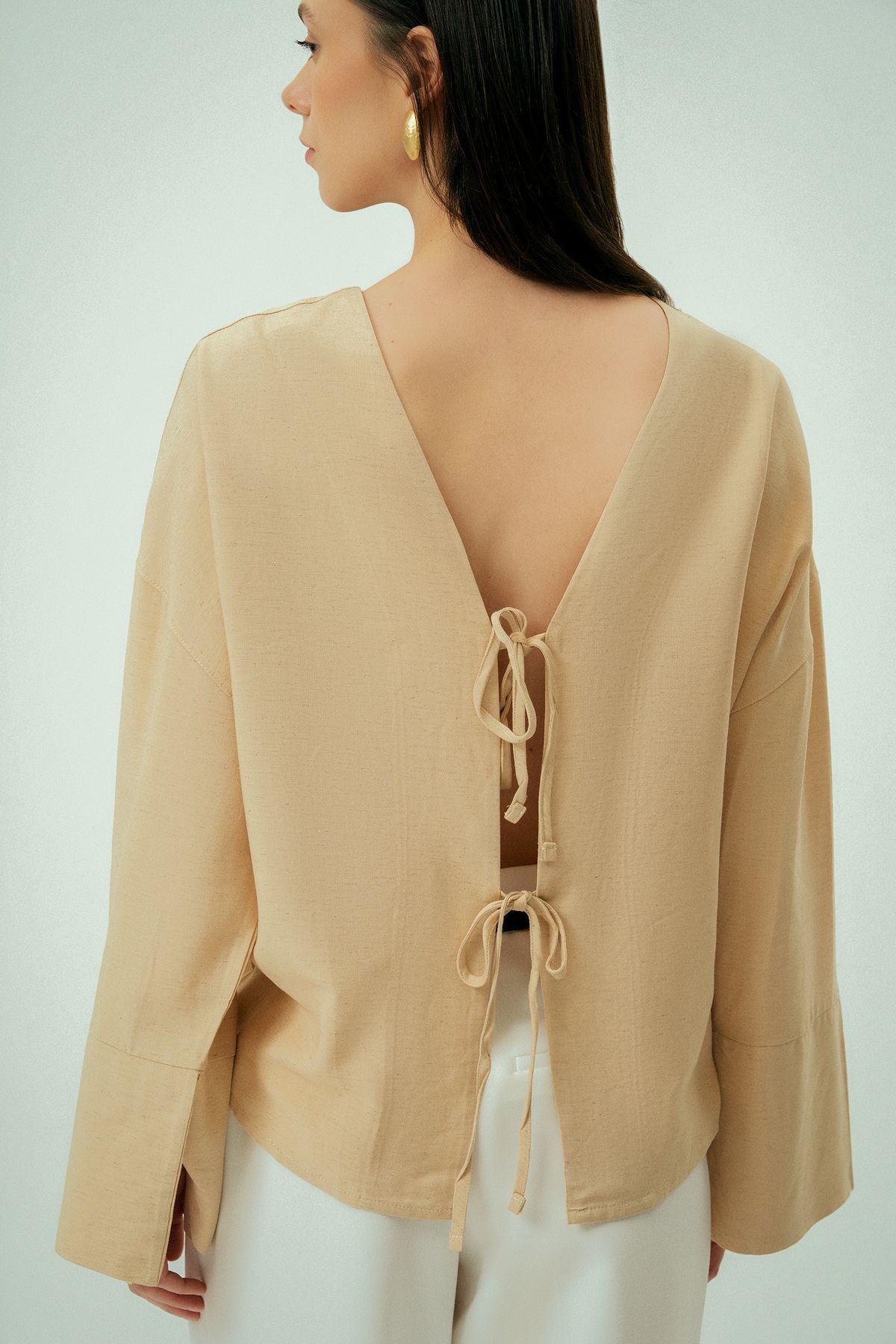 Wear Three Points-Glow Lace-Up Reversible Wearable Linen Shirt 6