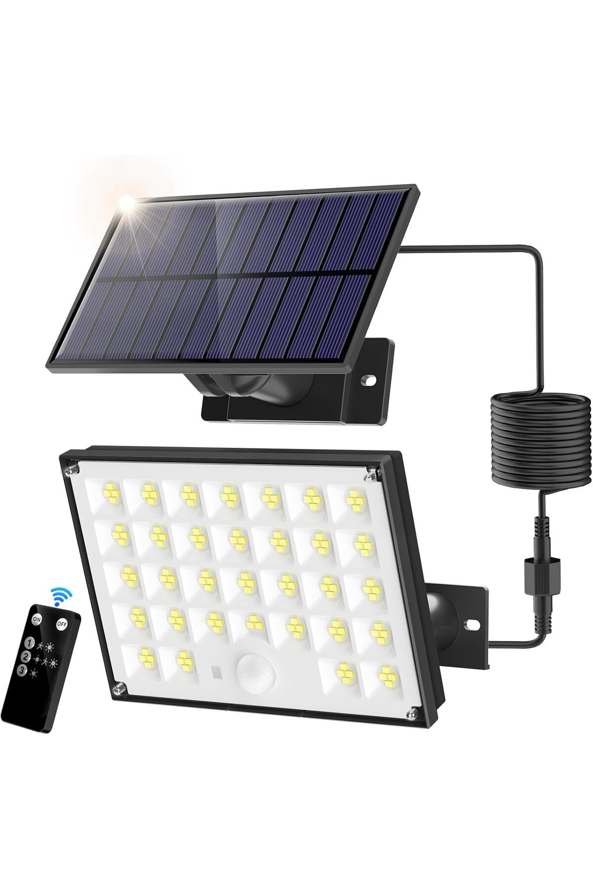 SIGRILL Hareket Sensörlü Dış Mekan Güneş Enerjili Aydınlatmalar, Uzaktan Kumandalı 127 LED, 3 Mod
