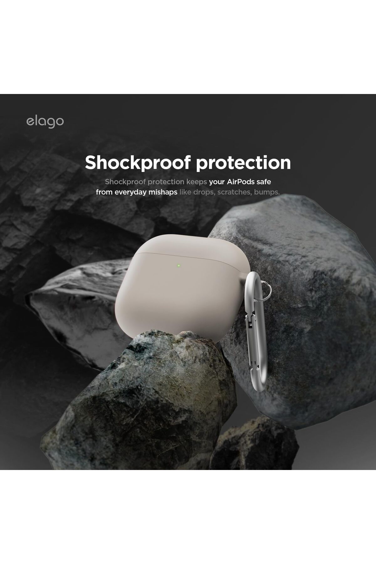 Elago-غطاء حماية ليكويد هايبرد هانج متوافق مع سماعات ايربودز 4 (2024) مع كاربين - حجري 4
