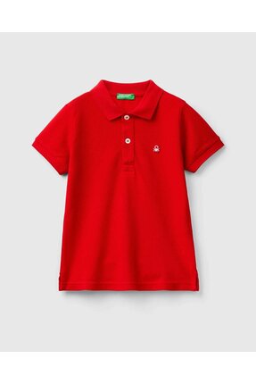 United Colors of Benetton Erkek Çocuk Kırmızı Logolu Pike Polo T-Shirt