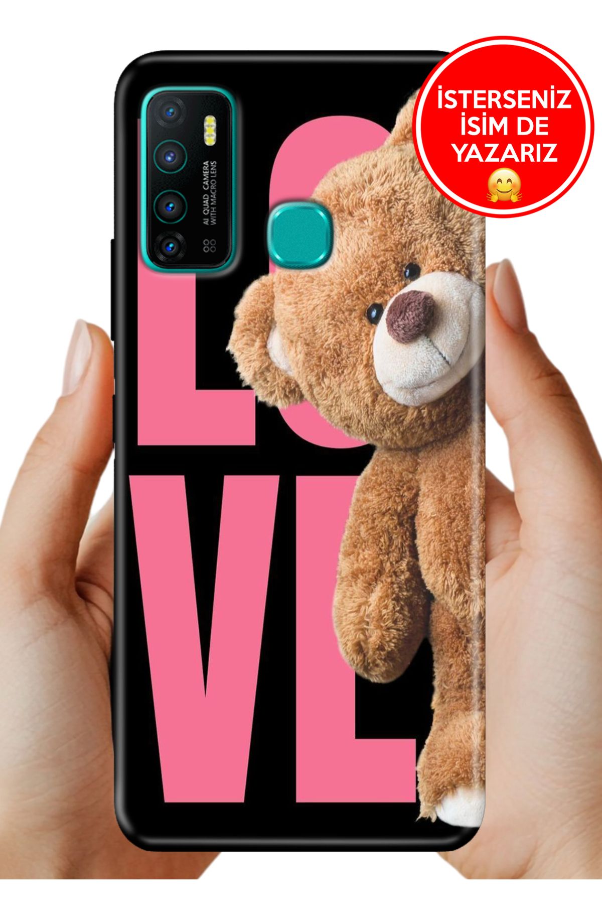 Cekuonline İnfinix Hot 9 Kılıf Desenli Baskılı Kamera Korumalı ZRR Silikon LoveTeddy