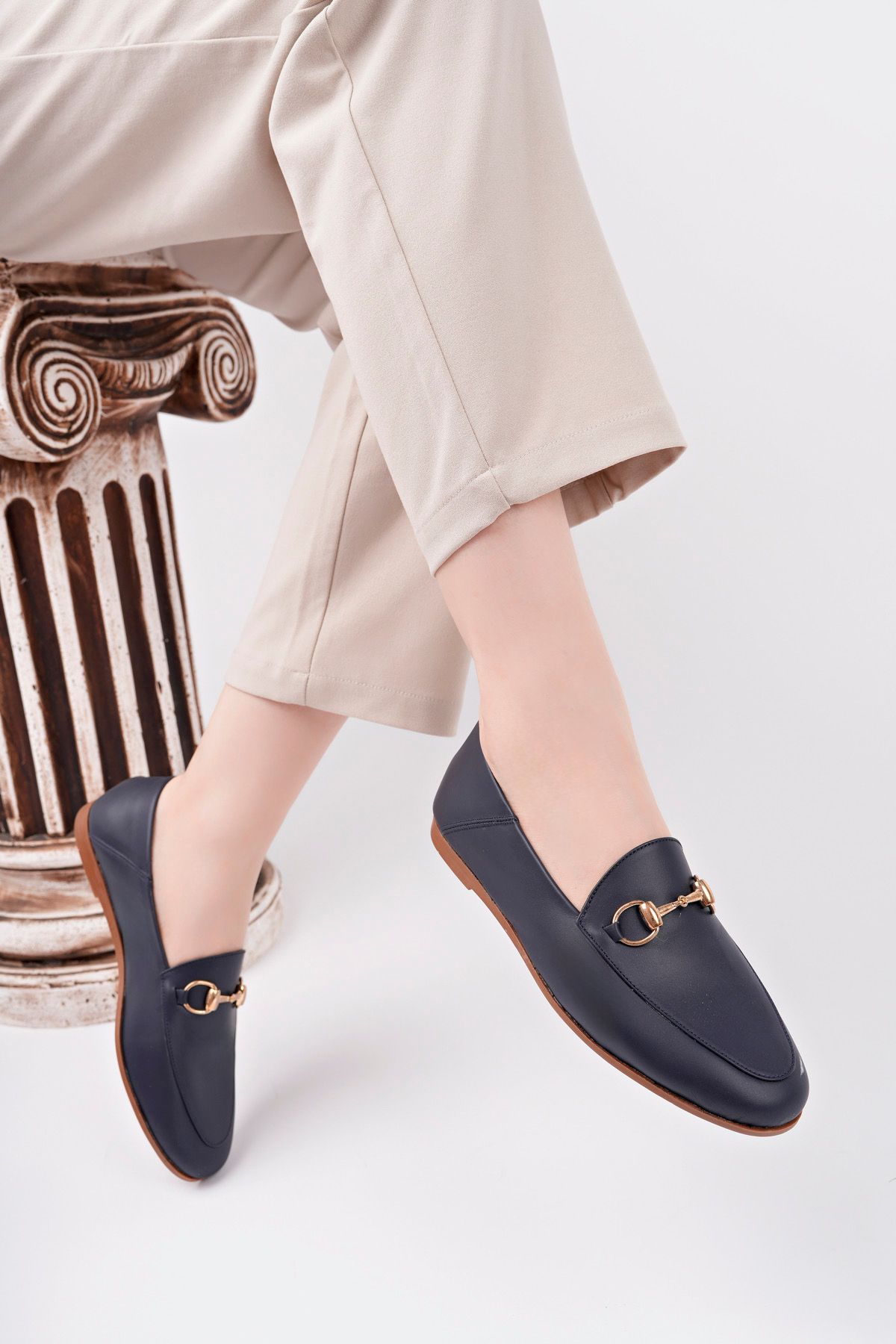 Deripabuc-Genuine Leather Navy Blue Women's Casual Shoes Pcc-f03 2