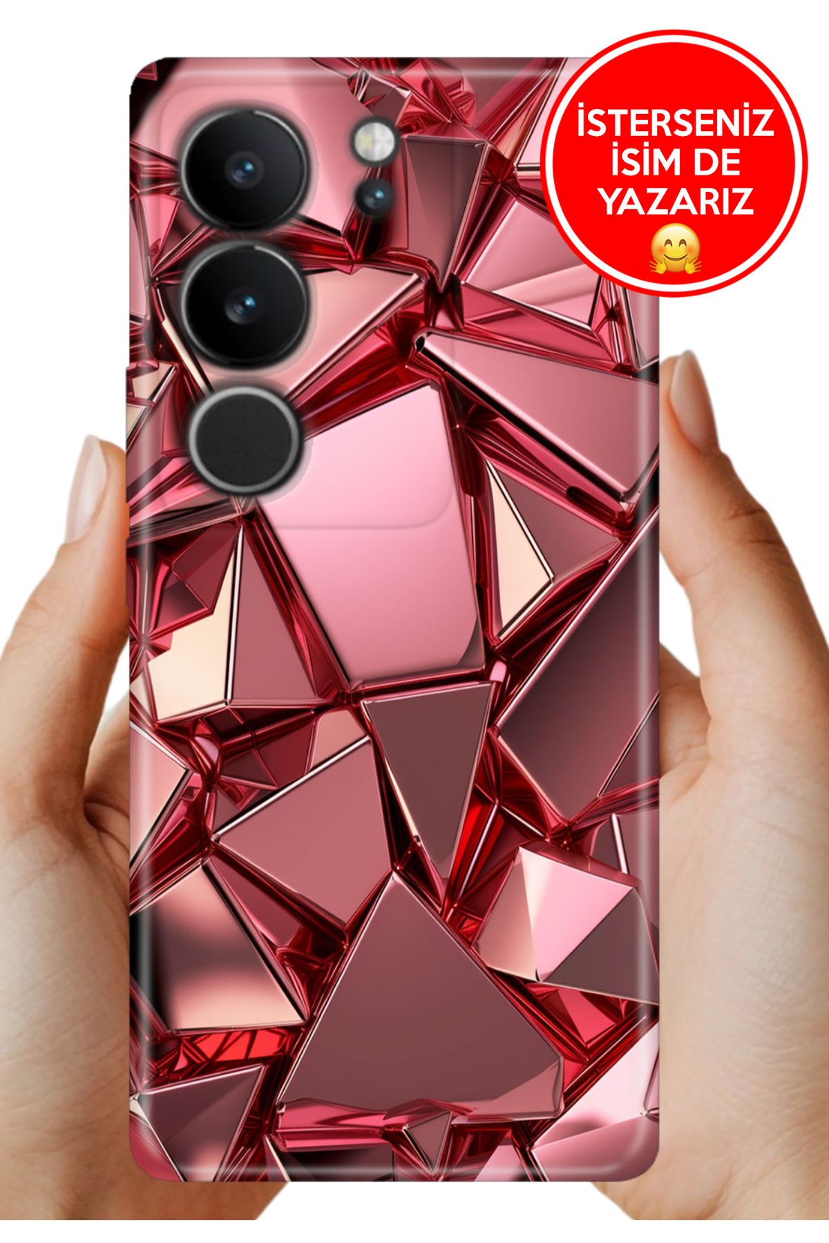 Cekuonline Vivo V29 5G Kılıf Desenli İsimli / İsimsiz Silikon PembeDeco