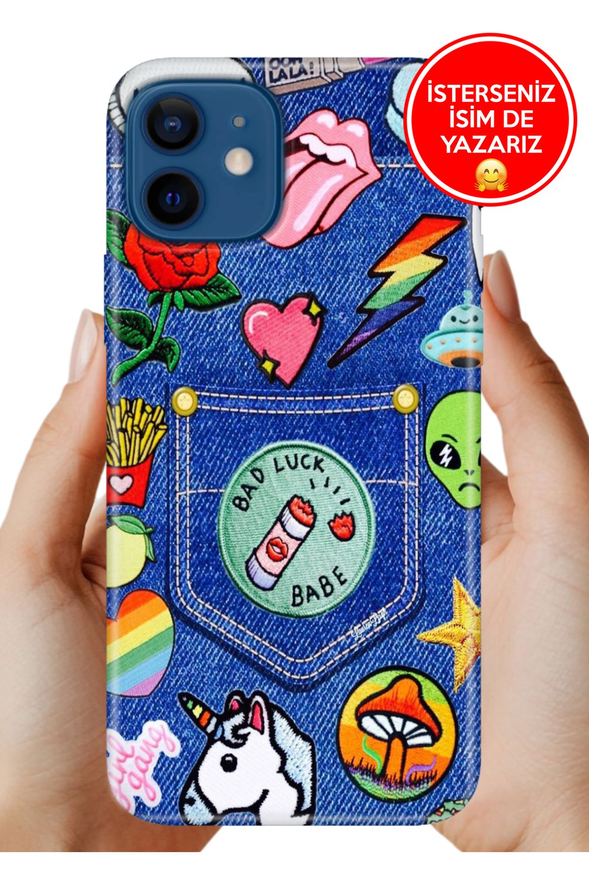 Cekuonline iPhone 12 Kılıf iP12 Baskılı Life Style Kapak Silikon Badluck