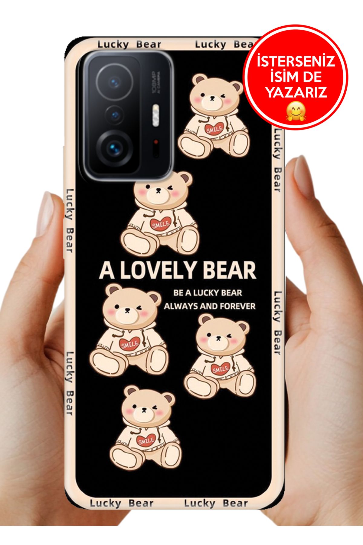 Cekuonline Xiaomi Mi 11T- 11T Pro Kılıf Tam Rubber Esnek Silikon Full Koruma Smile Bear